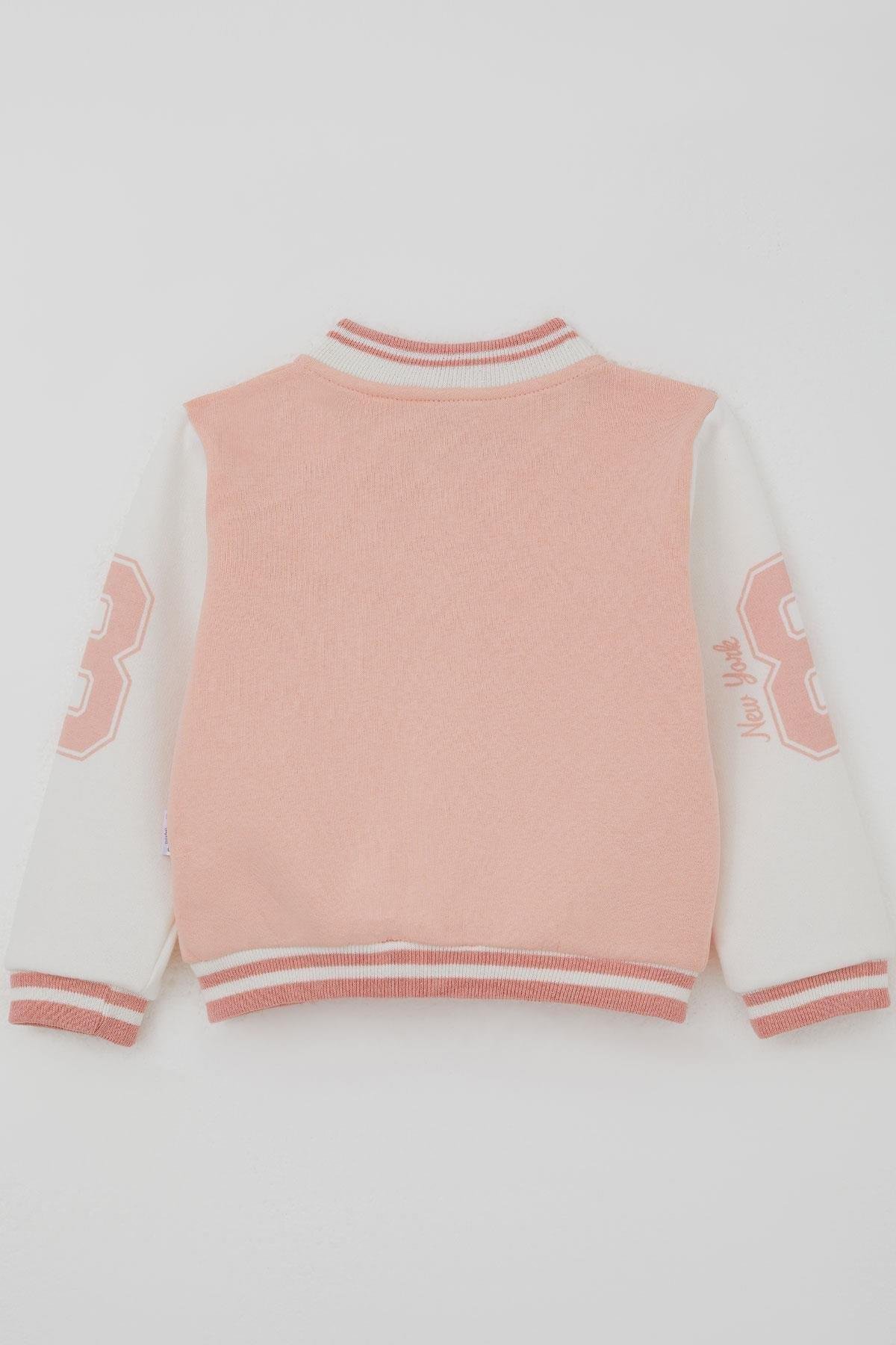 Donino Kız Çocuk Eşofman Takımı Yazı Baskılı Çıtçıtlı Somon (2-5 Yaş)