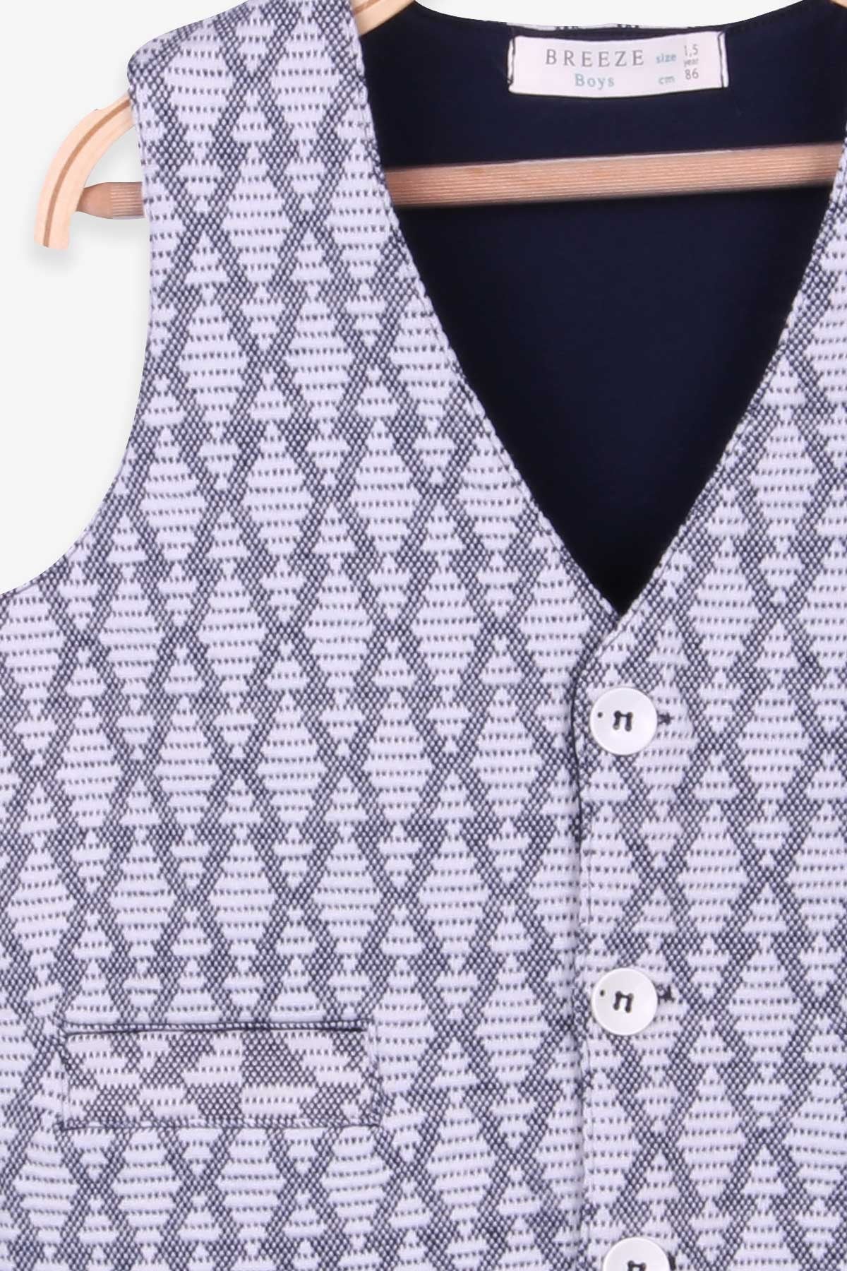 E&H Erkek Bebek Yelek Desenli Beyaz(1.5-2 Yaş)