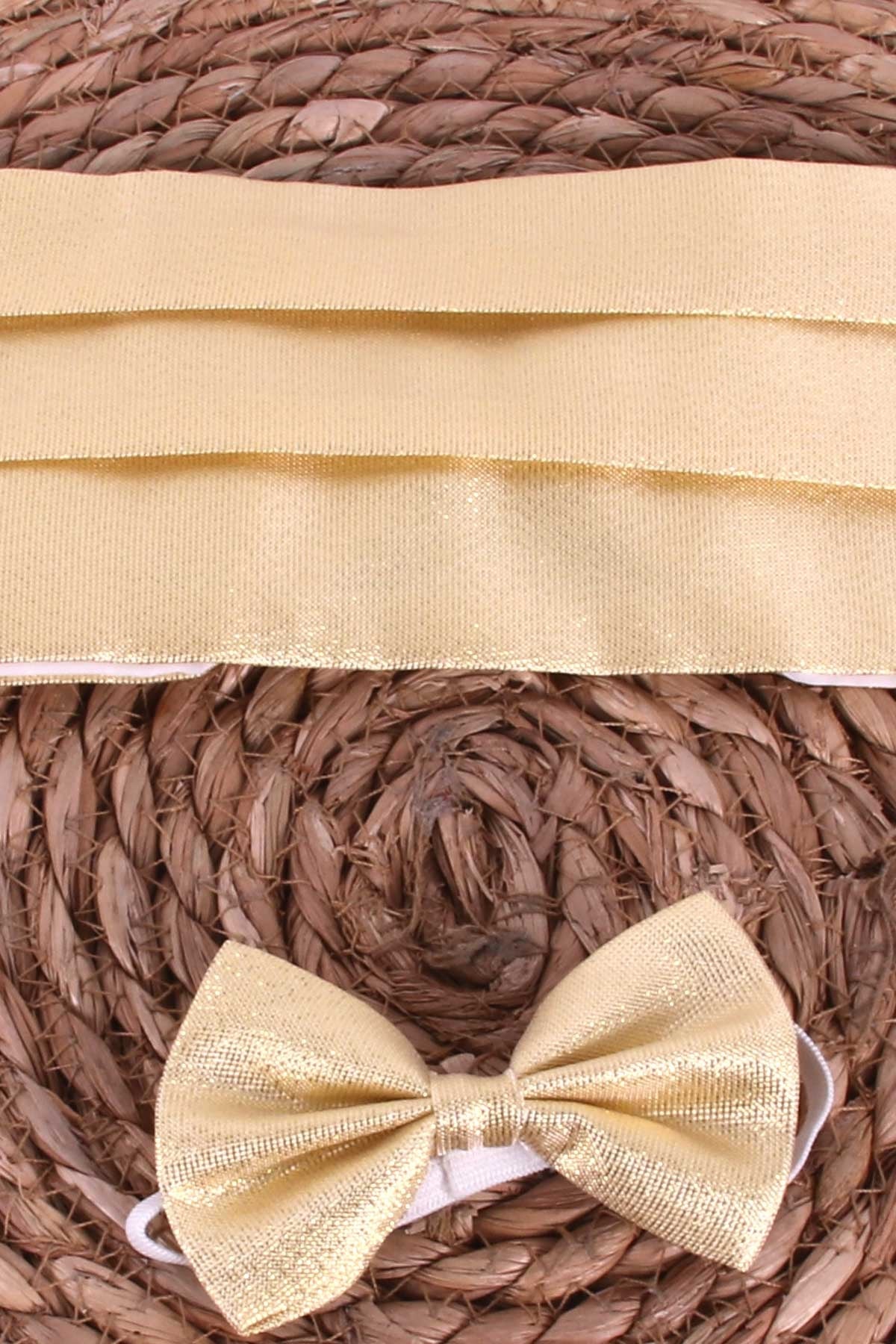 E&H Erkek Çocuk Papyon Kuşak Simli Gold (Standart)