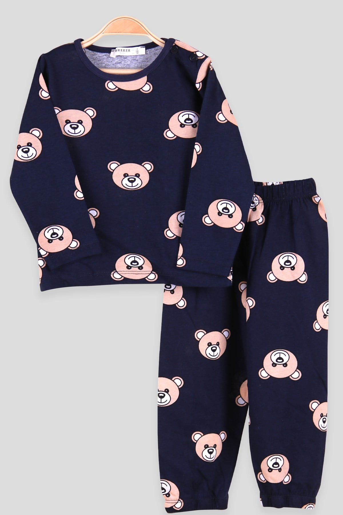 E&H Erkek Çocuk Pijama Takımı Ayıcık Desenli Lacivert (2-6 Yaş)