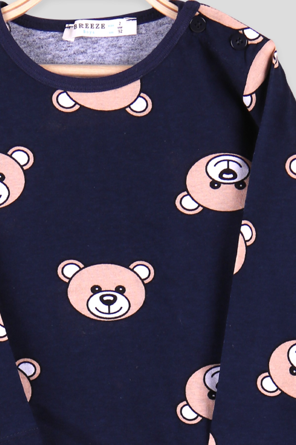 E&H Erkek Çocuk Pijama Takımı Ayıcık Desenli Lacivert (2-6 Yaş)