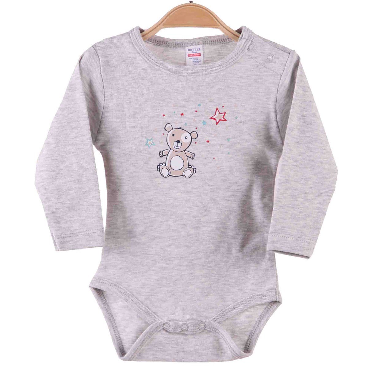 Erkek Bebek Çıtçıtlı Body Ayıcıklı Gri (9 Ay-3 Yaş) BREEZE