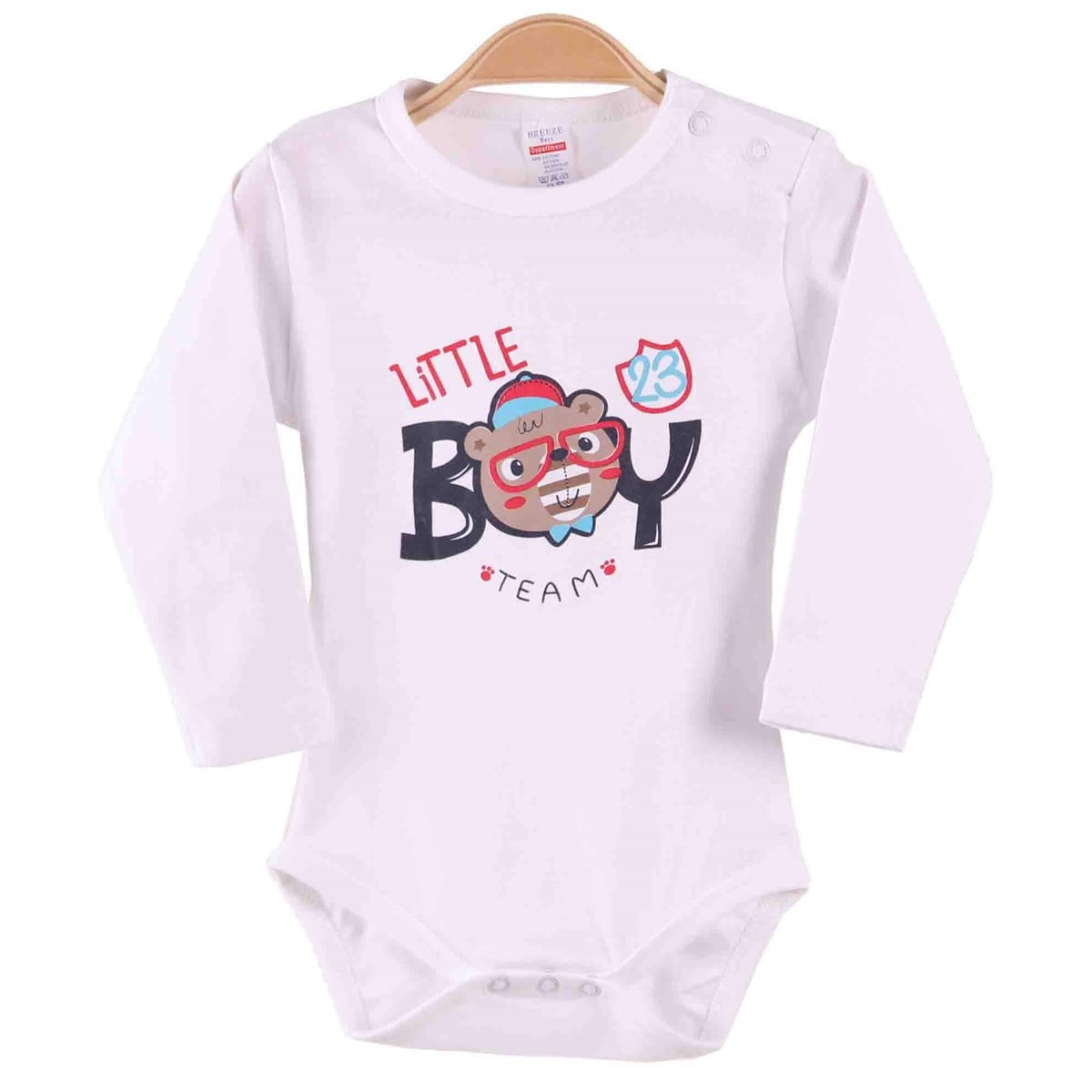 Erkek Bebek Çıtçıtlı Body Zürafalı Beyaz (9 Ay-3 Yaş) BREEZE