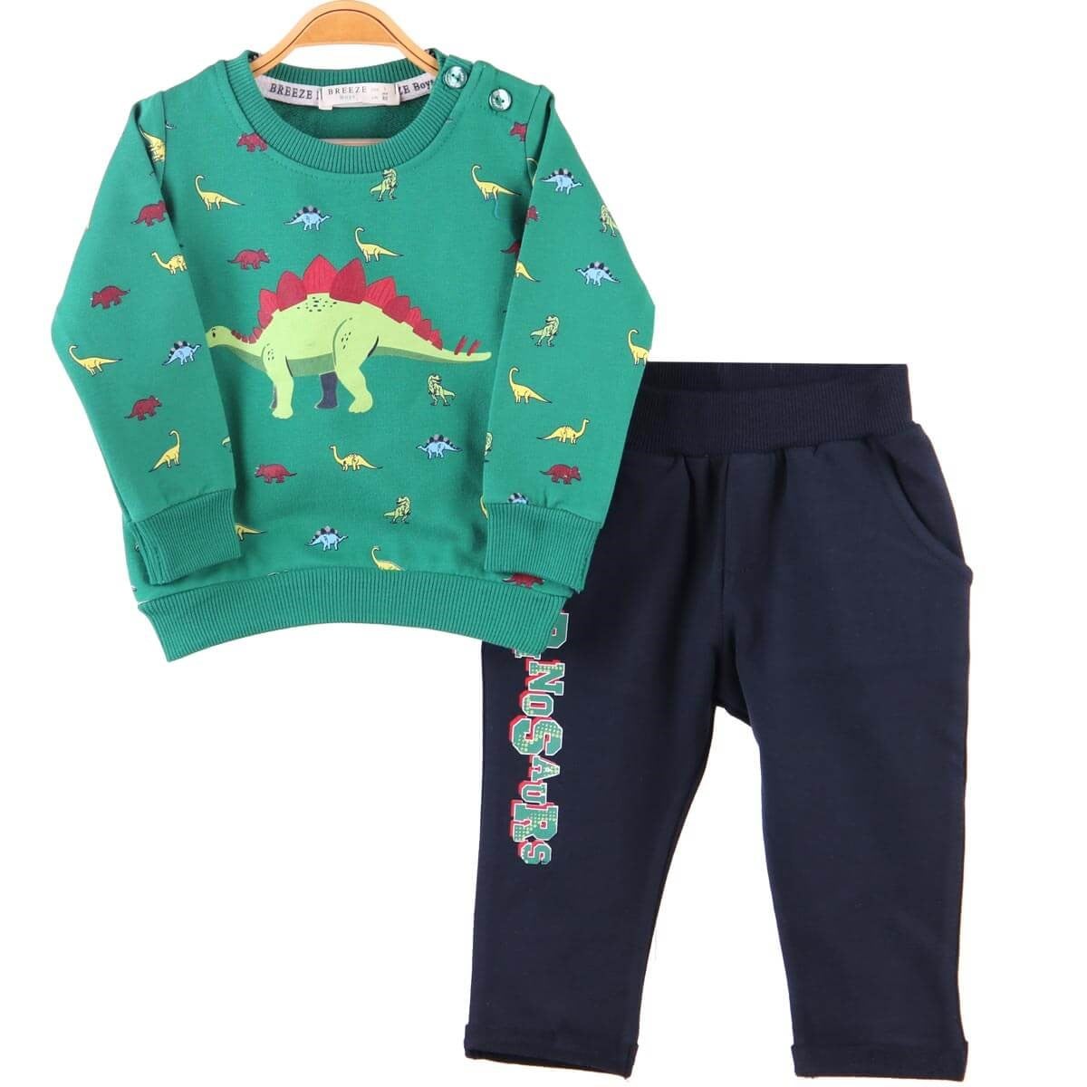 Erkek Bebek Eşofman Takımı Dinozorlu Yeşil (9 Ay-3 Yaş) BREEZE