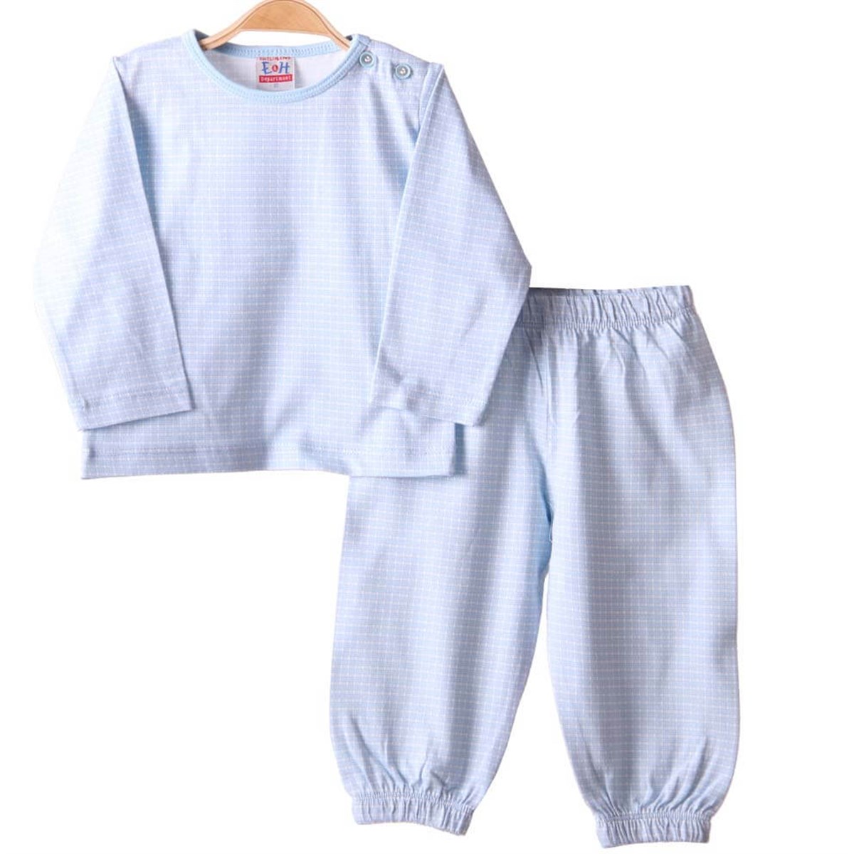 Erkek Çocuk Pijama Takımı Ekoseli Mavi (1-4 Yaş) BREEZE
