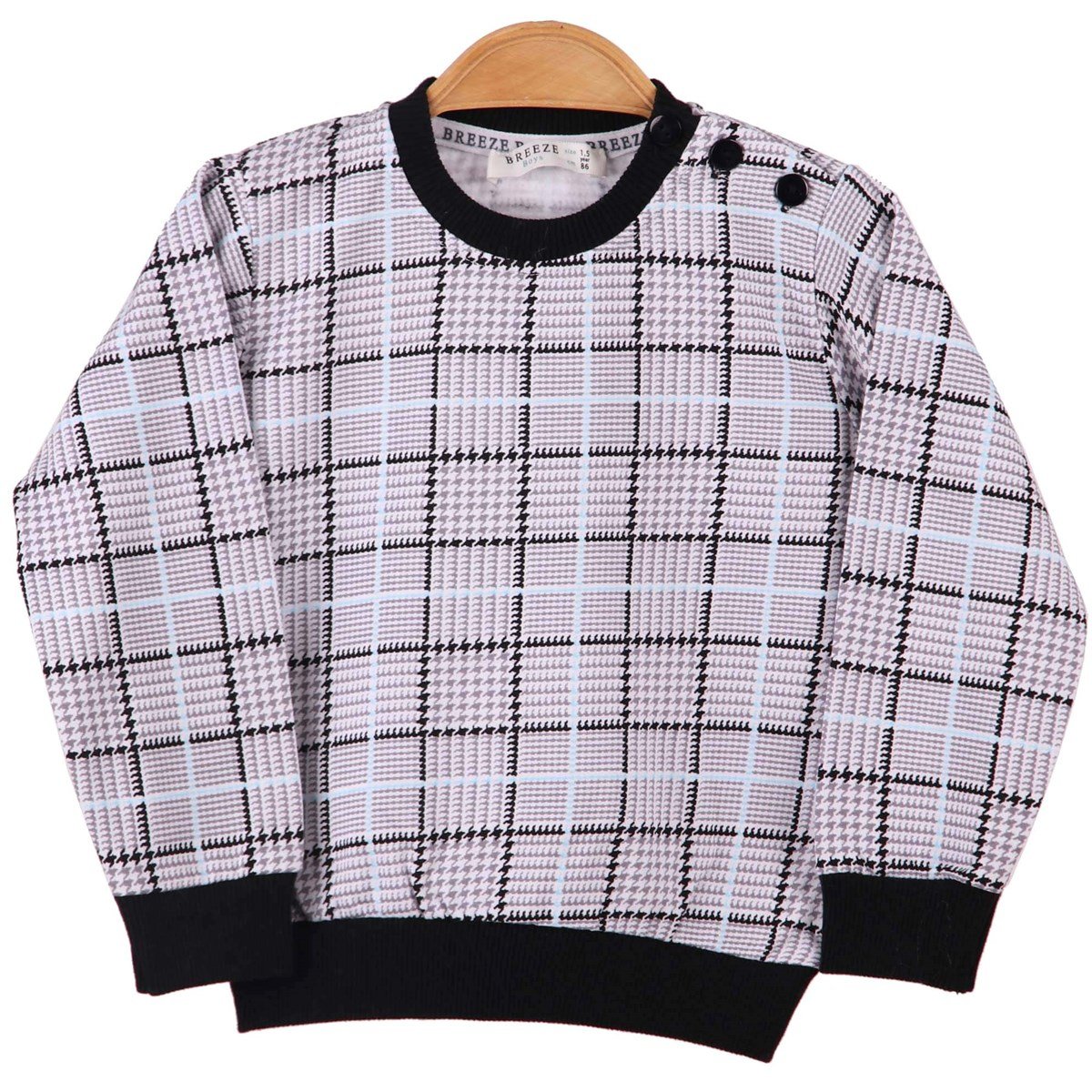 Erkek Çocuk Sweat Ekoseli Siyah-Beyaz (1,5-5 Yaş) BREEZE