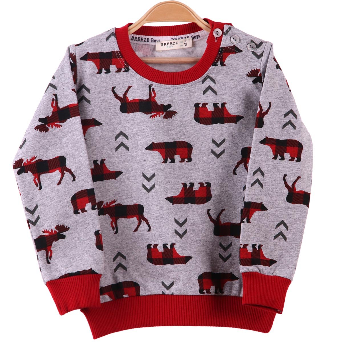 Erkek Çocuk Sweatshirt Geyik Desenli Gri (2-6 Yaş) BREEZE