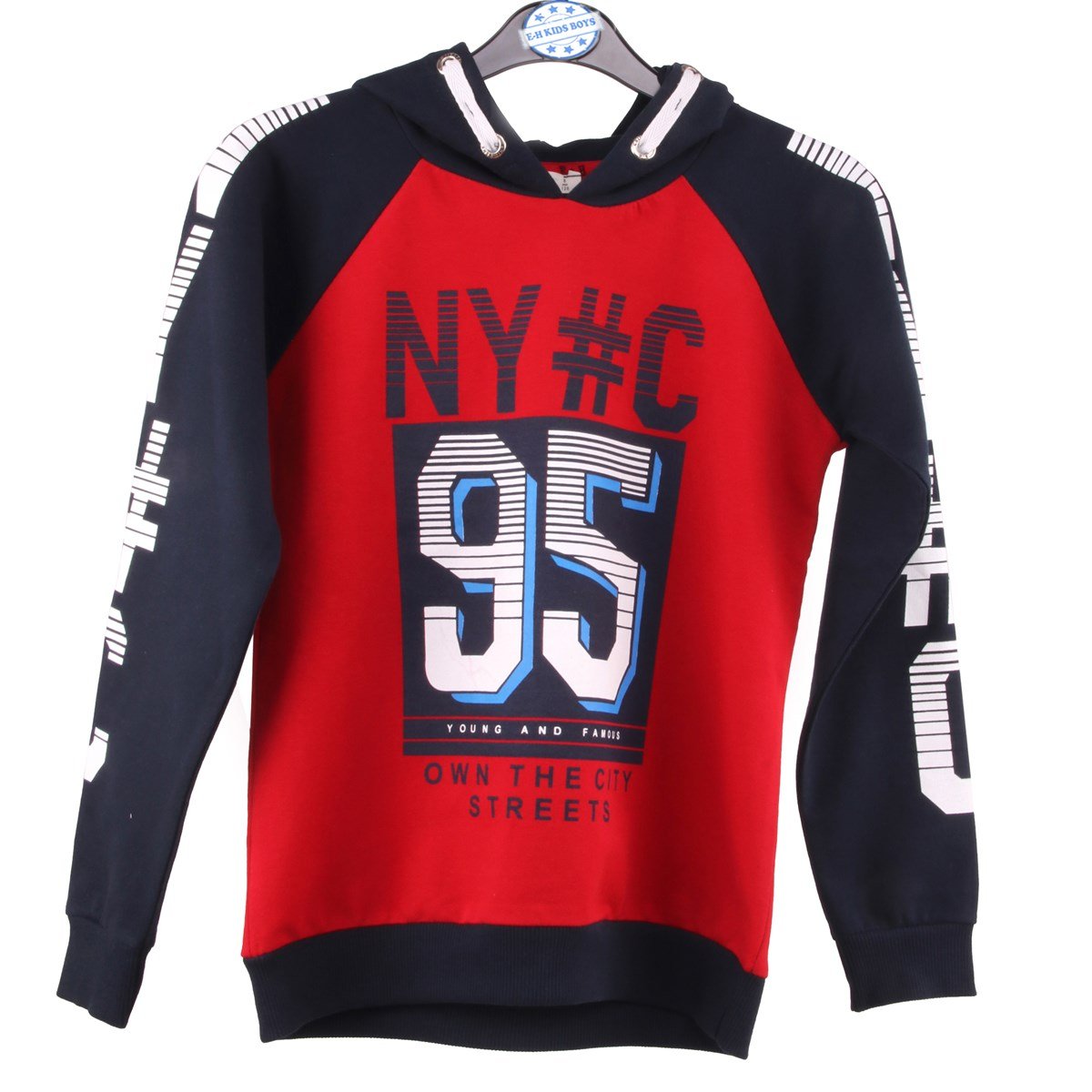 Erkek Çocuk Kapşonlu Sweatshirt Breeze Lacivert-Kırmızı
