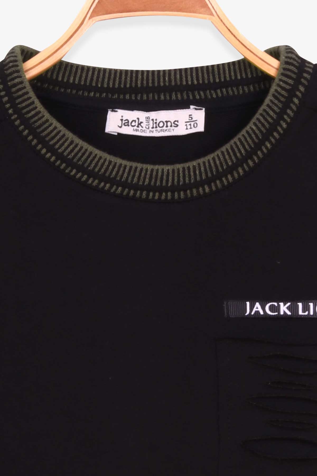 Escabel Erkek Çocuk Sweatshirt Cep Detaylı Siyah (5-8 Yaş)