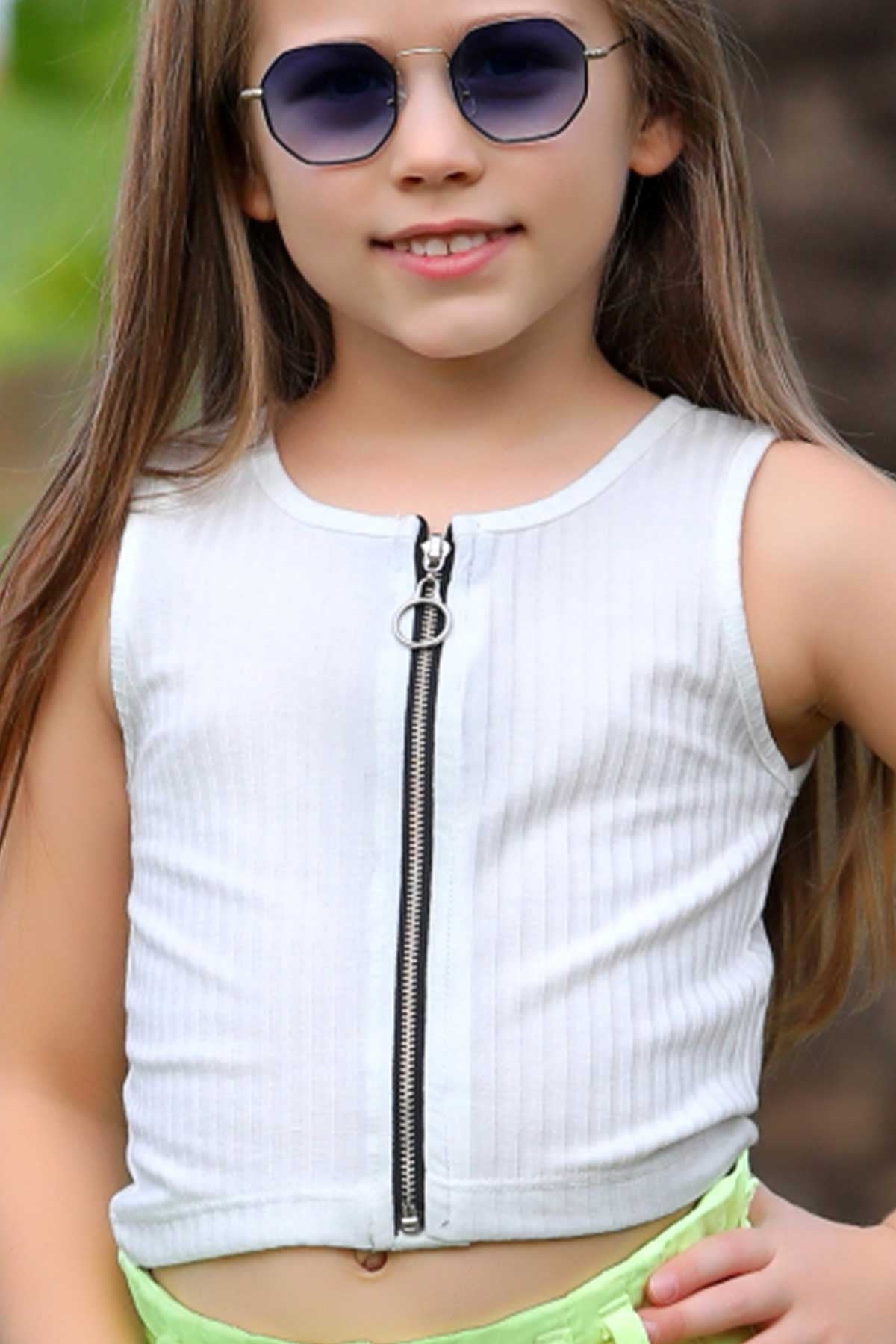 ESCABEL Kız Çocuk Büstiyer Fermuarlı Basic Ekru (5-8 Yaş)