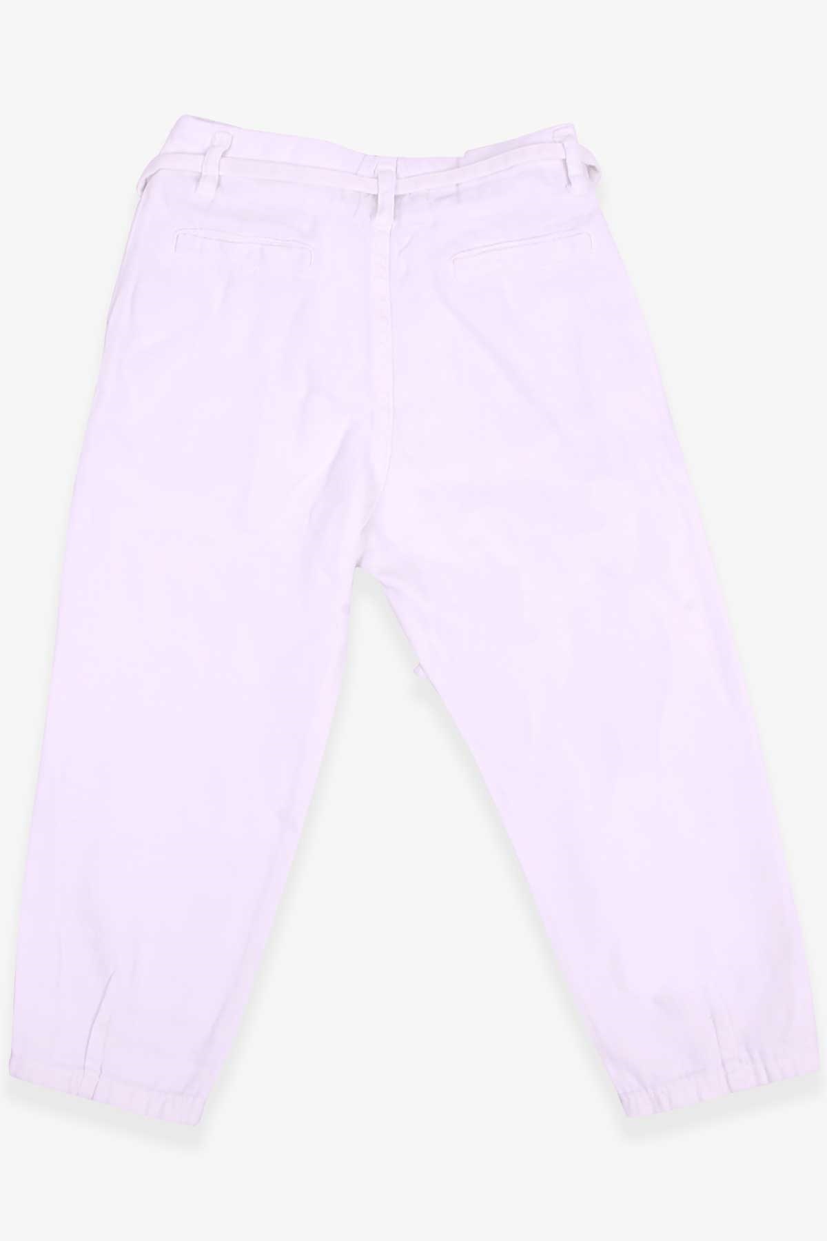 Escabel Kız Çocuk Gabardin Pantolon Pileli Beyaz (5-14 Yaş)