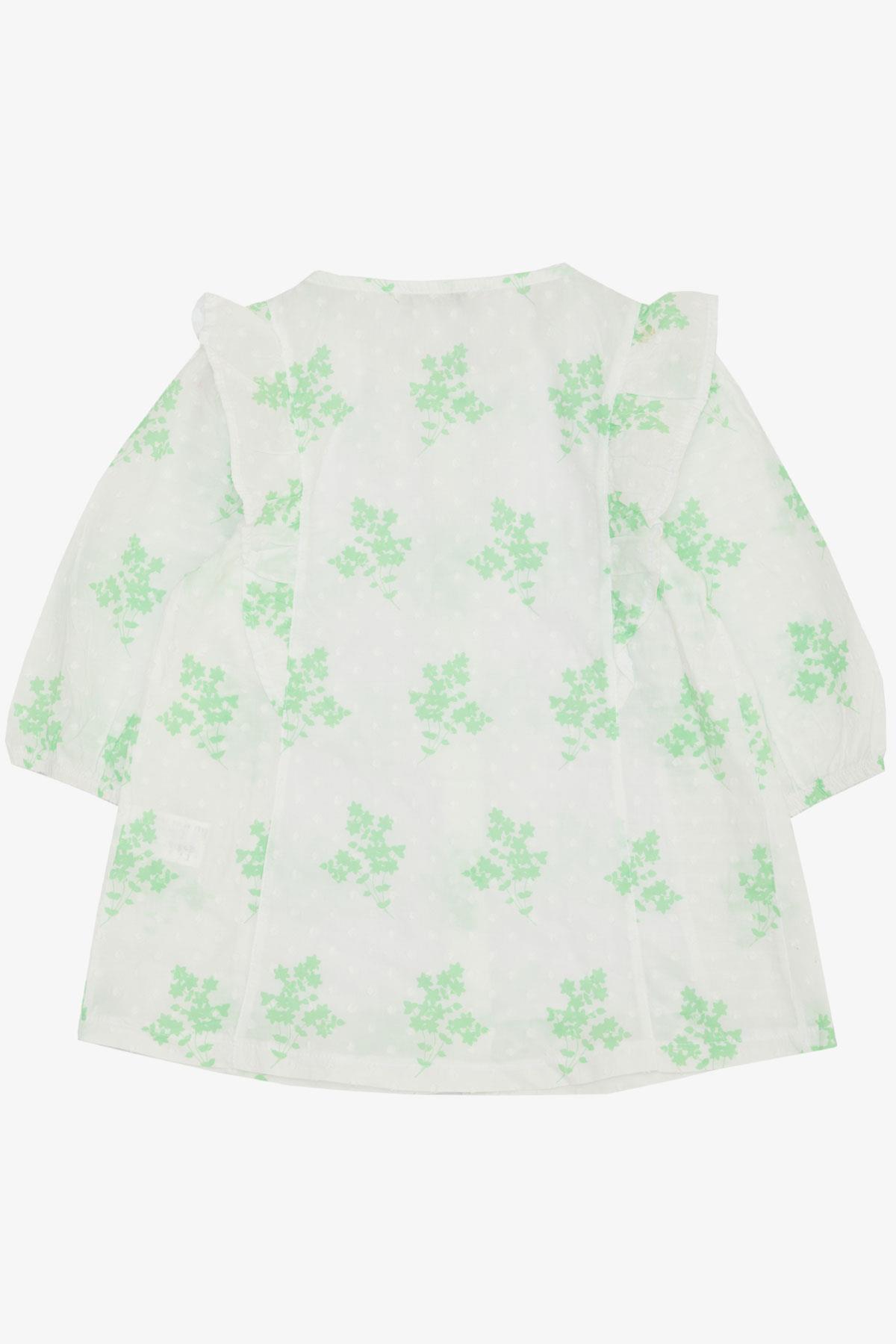 ESCABEL Kız Çocuk Gömlek Çiçek Desenli Kolları Lastikli Beyaz (10-14 Yaş)