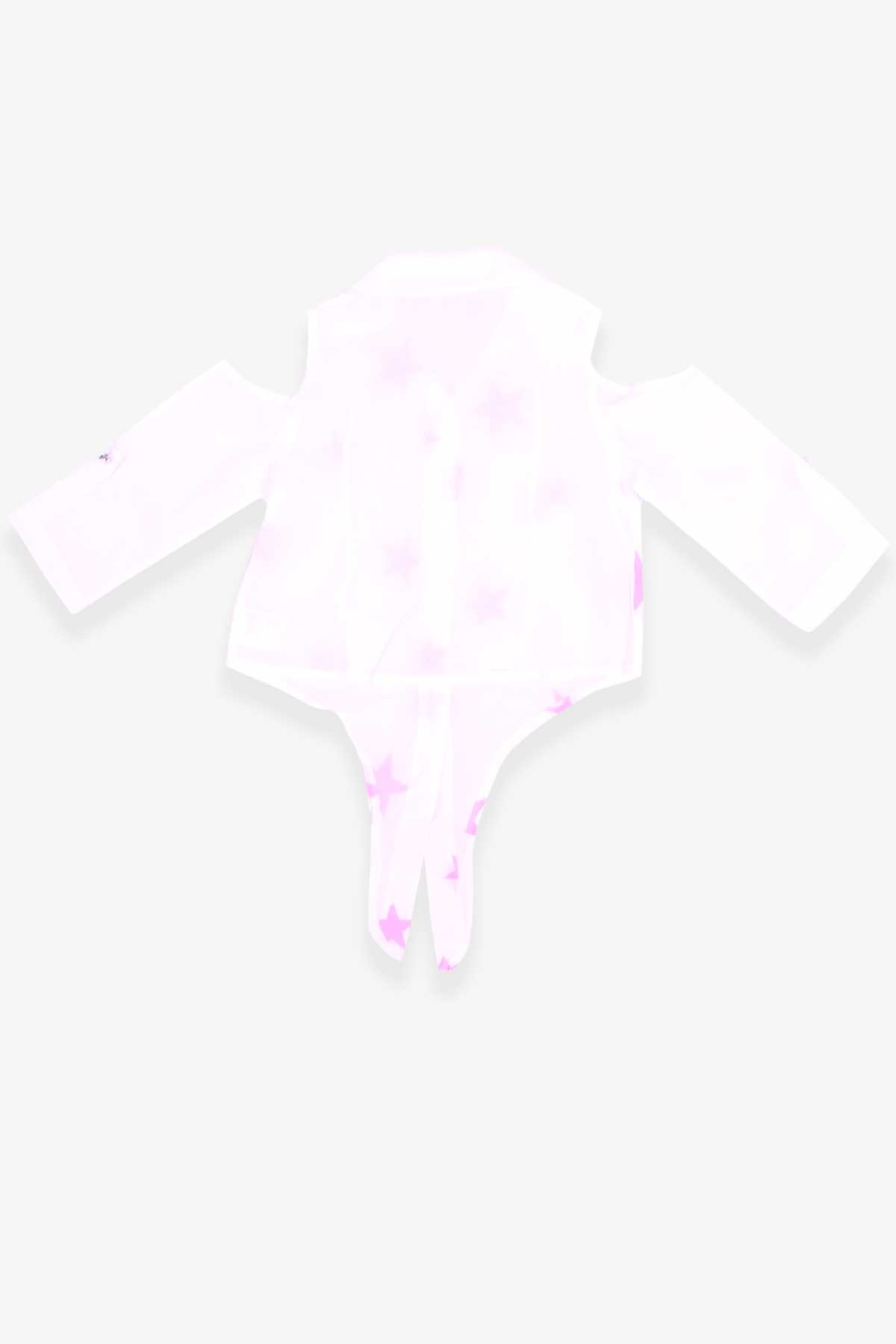 Escabel Kız Çocuk Gömlek Pembe Yıldız Desenli Beyaz (5-8 Yaş)