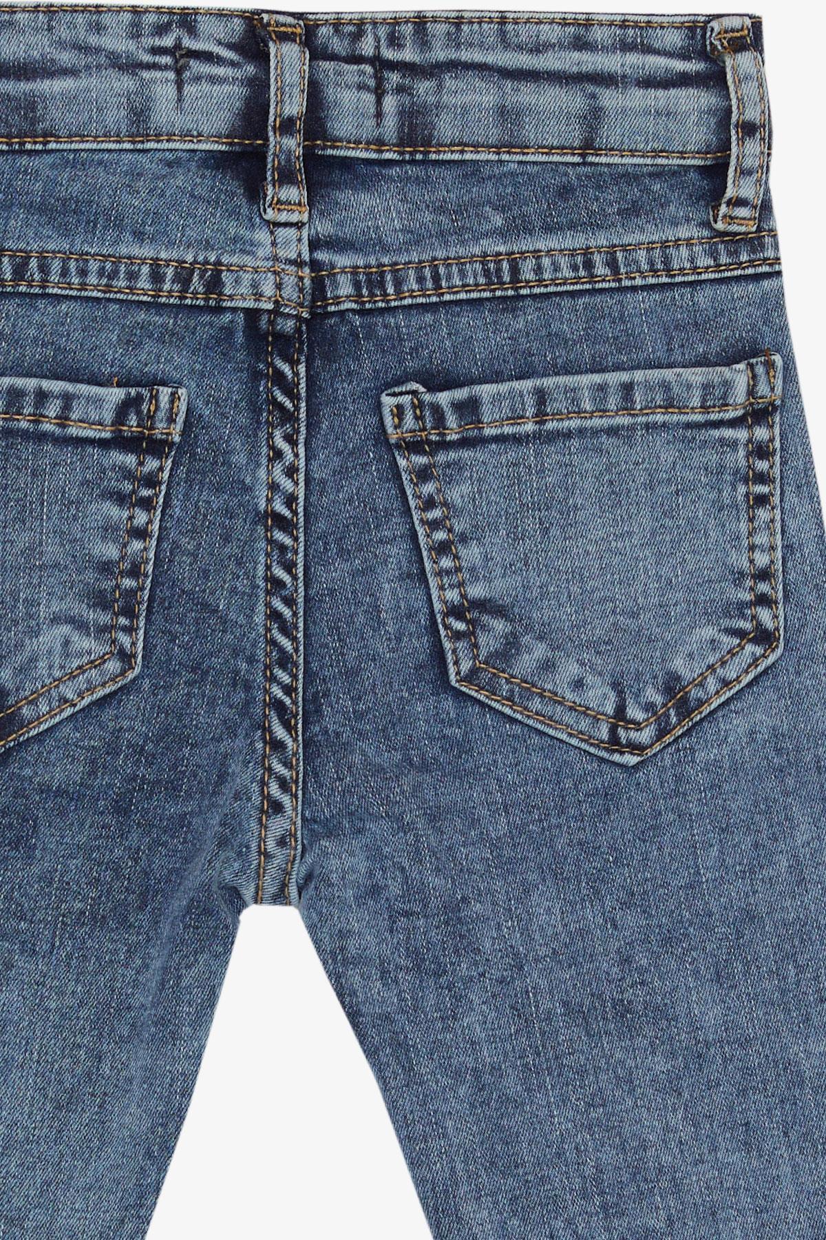 Escabel Kız Çocuk Jean Pantalon Cepli Mavi (1-4 Yaş)