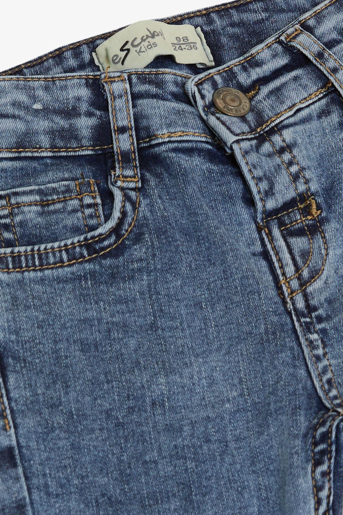 Escabel Kız Çocuk Jean Pantalon Cepli Mavi (1-4 Yaş)