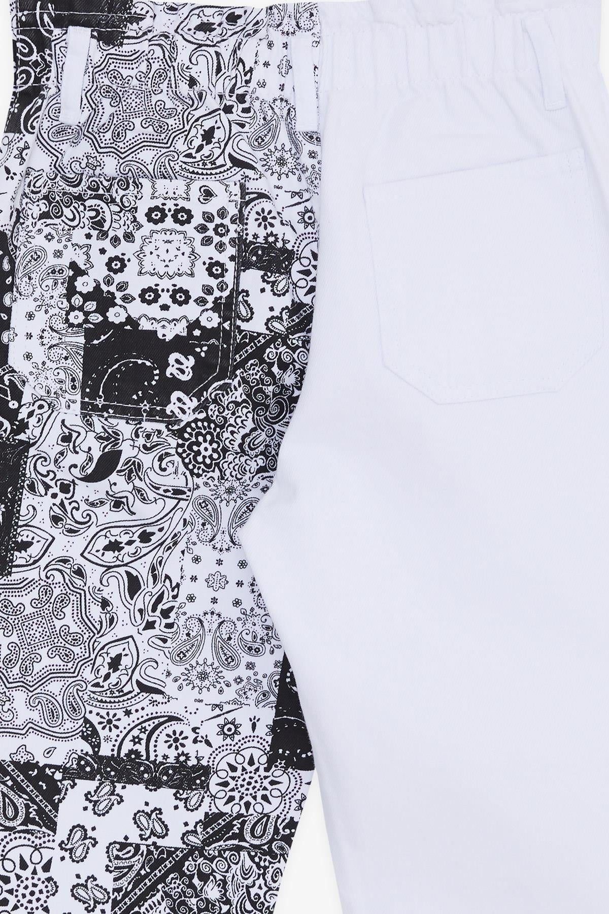 ESCABEL Kız Çocuk Kot Pantolon Mandala Desenli Beli Lastikli Karışık Renk (5-9 Yaş)