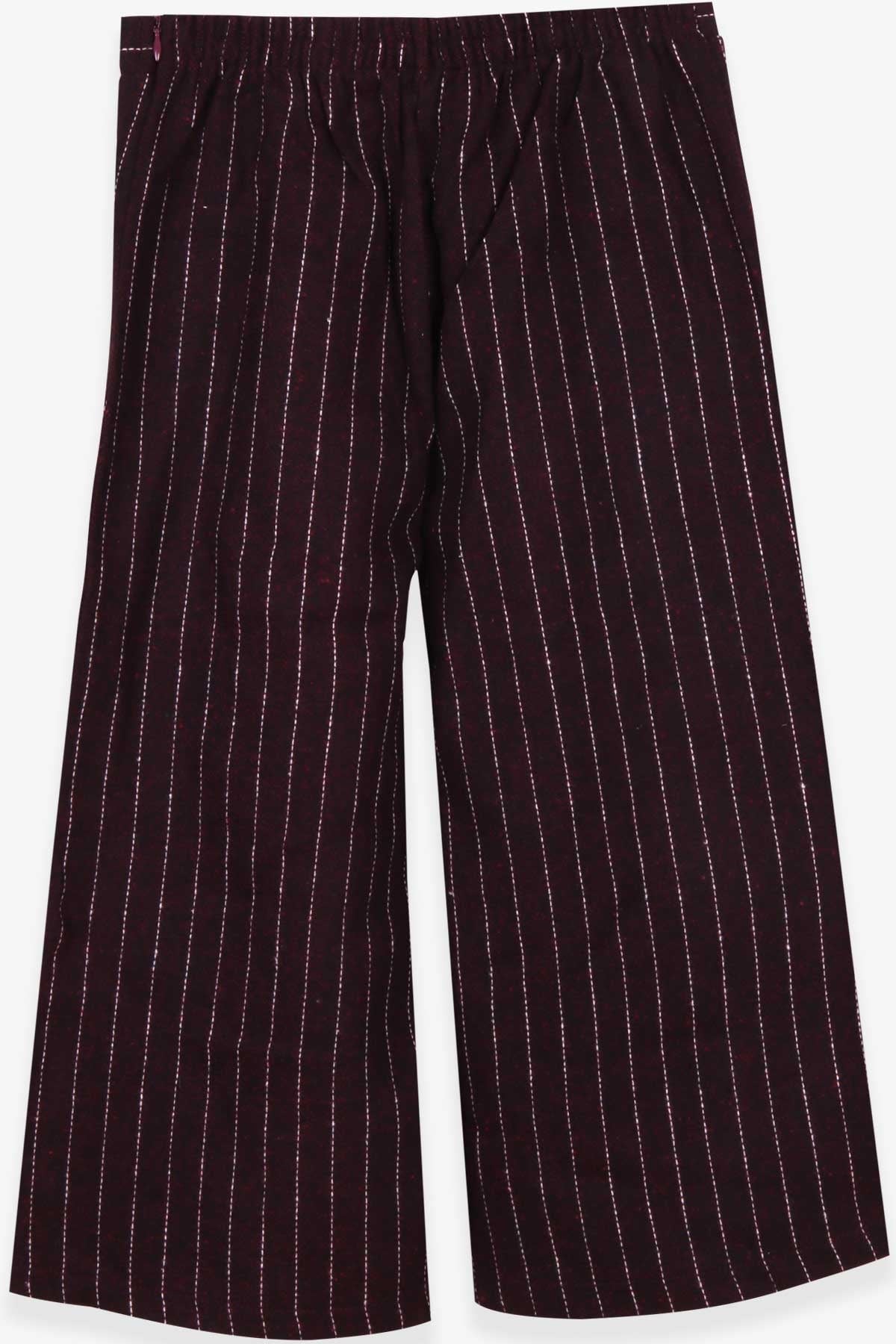 Escabel Kız Çocuk Pantolon Beli Lastikli Çizgili Desenli Bordo (5-9 Yaş)