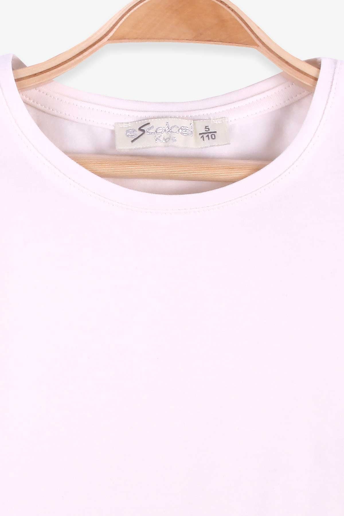 ESCABEL Kız Çocuk Tişört Basic Crop Top Ekru (5-14 Yaş)