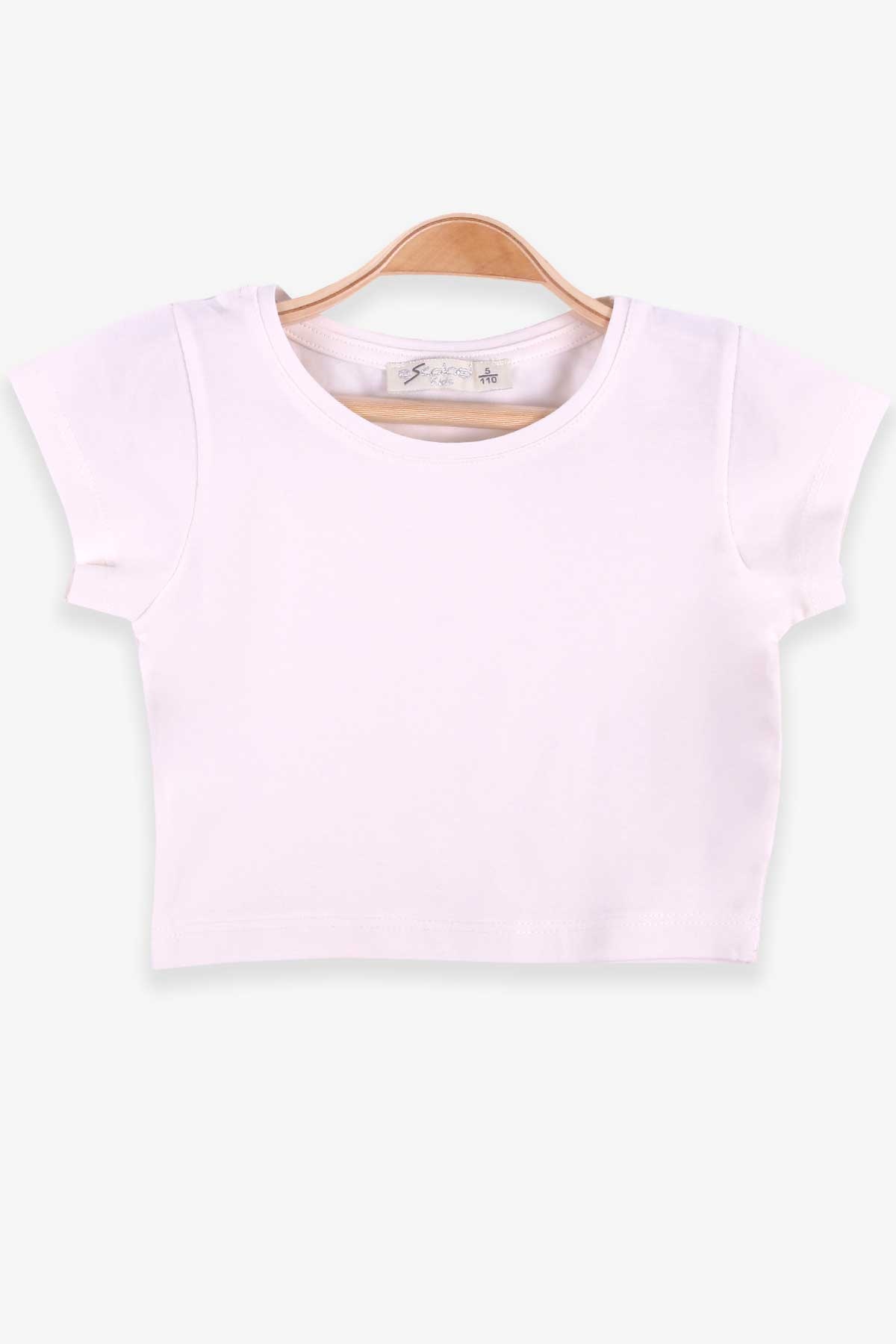ESCABEL Kız Çocuk Tişört Basic Crop Top Ekru (5-14 Yaş)