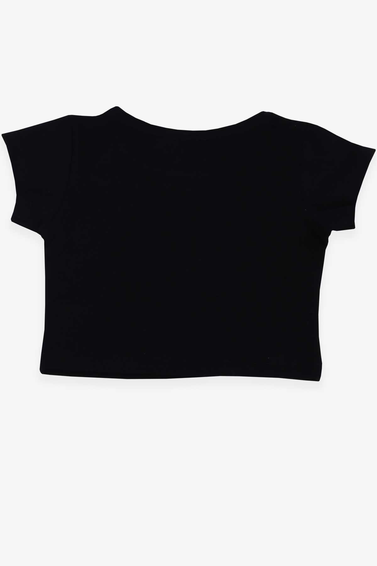 ESCABEL Kız Çocuk Tişört Basic Crop Top Siyah (5-14 Yaş)