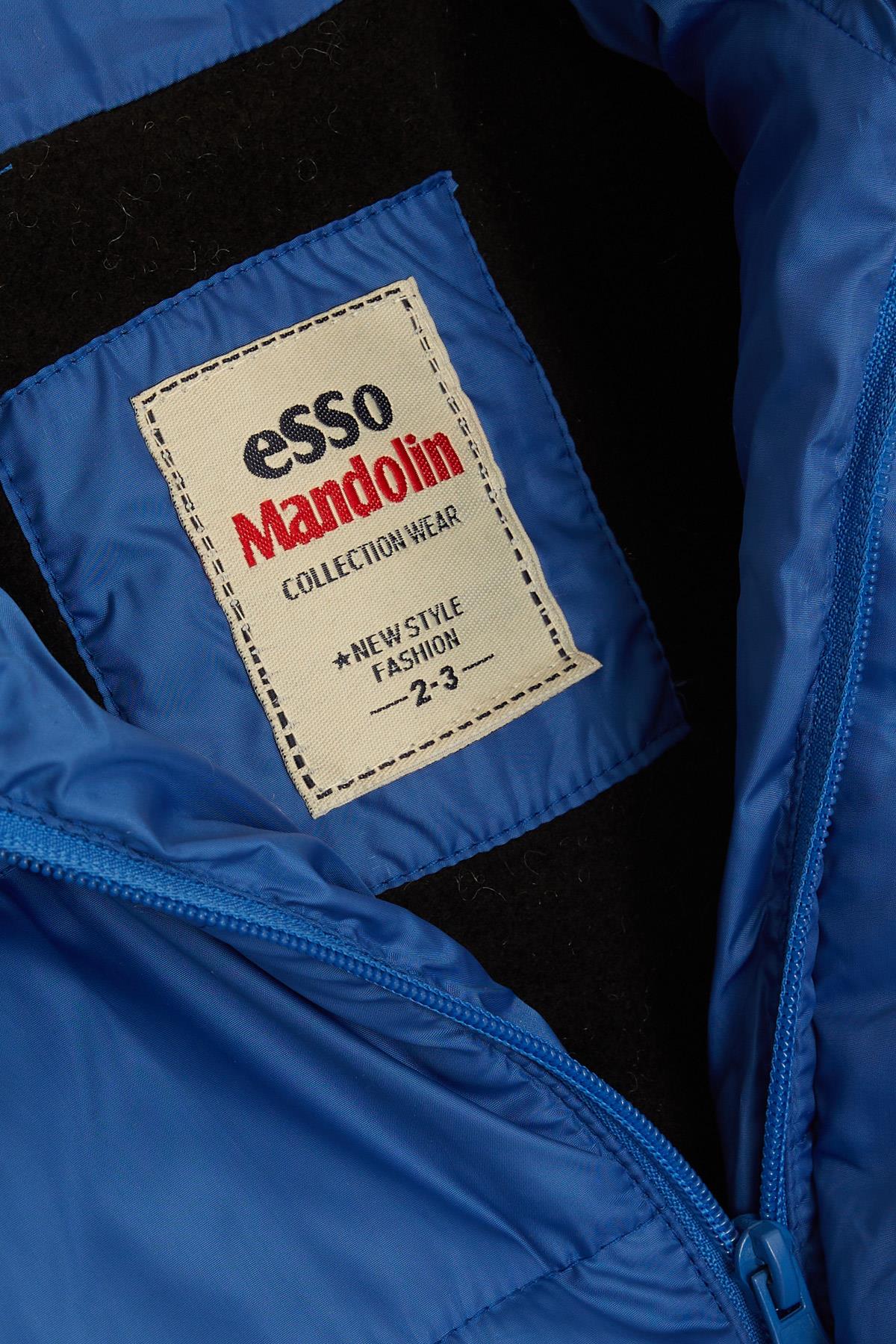 ESSO MANDOLİN Erkek Çocuk Mont Cepli Kapüşonlu Armalı Saks Mavisi (2-6 Yaş)