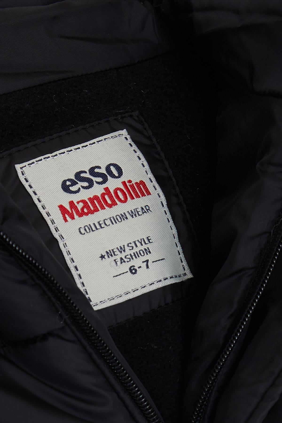 Esso Mandolin Erkek Çocuk Mont Fermuarlı Kapüşonlu Armalı Siyah (7-10 Yaş)