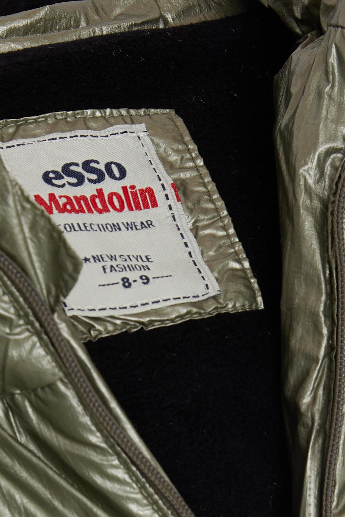 ESSO MANDOLİN Erkek Çocuk Mont Fermuarlı Kapüşonlu Baskılı Haki Yeşil (6-10 Yaş)