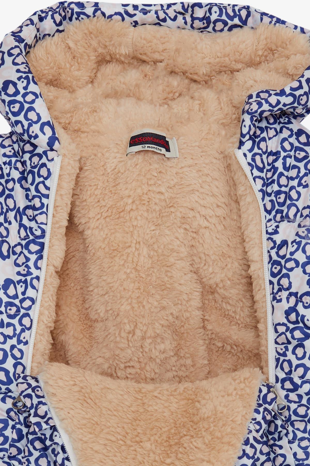 ESSO MANDOLİN Kız Bebek Astronot Mont Kapüşonlu Leopar Desenli Karışık Renk (9 Ay-2 Yaş)