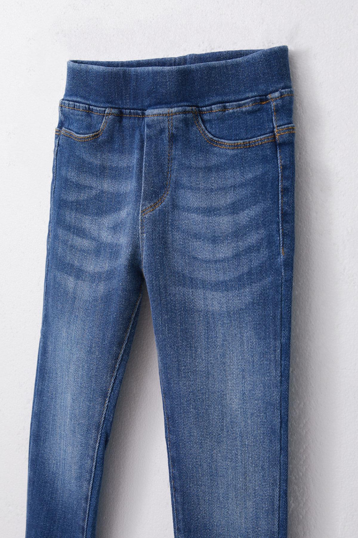 Export Kız Çocuk Jean Pantalon Taşlanmış Mavi (3-7 Yaş)