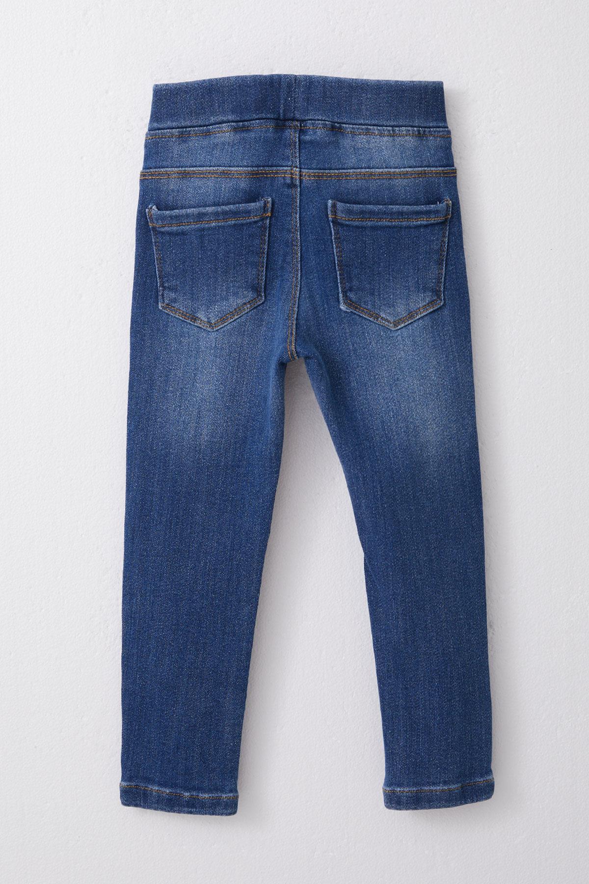 Export Kız Çocuk Jean Pantalon Taşlanmış Mavi (3-7 Yaş)