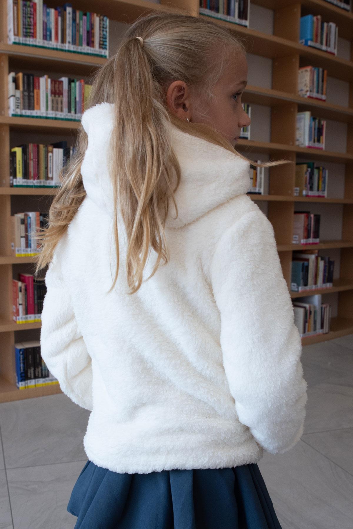 Export Kız Çocuk Sweatshirt Polar Kapüşonlu Beli Lastikli Krem (5-8 Yaş)