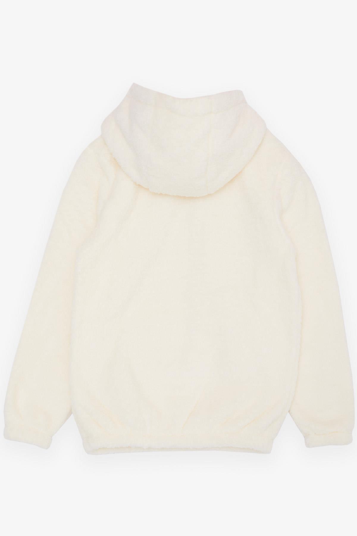 Export Kız Çocuk Sweatshirt Polar Kapüşonlu Beli Lastikli Krem (5-8 Yaş)