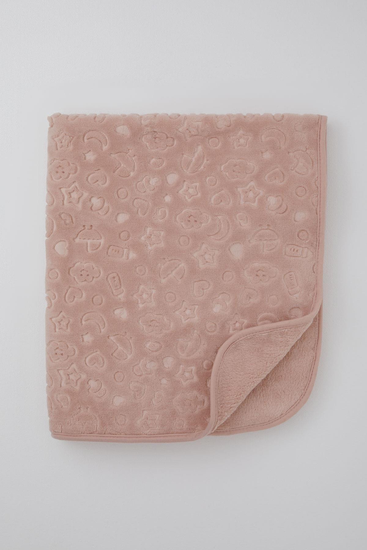 Golden  Golden Yenidoğan Bebek Battaniyesi Emboss Kabartma Desenli Gülkurusu (100 x 120 cm)