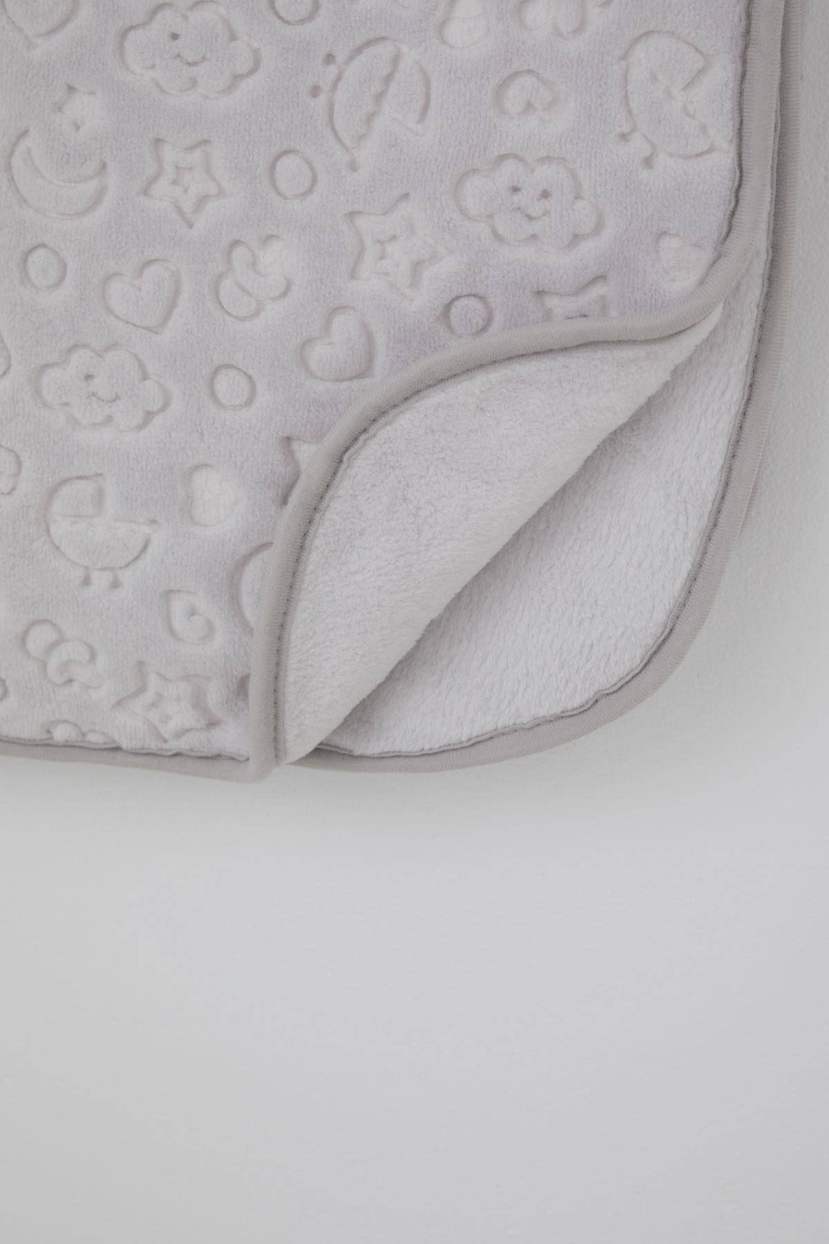 Golden  Golden Yenidoğan Bebek Battaniyesi Emboss Kabartma Desenli Açık Gri (100 x 120 cm)