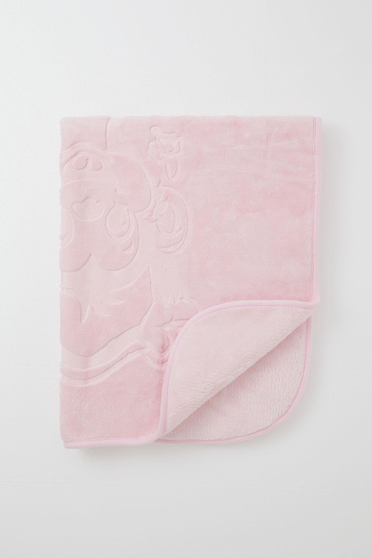 Golden  Golden Yenidoğan Bebek Battaniyesi Emboss Kabartma Maymuncuk Baskılı Pembe (Standart)