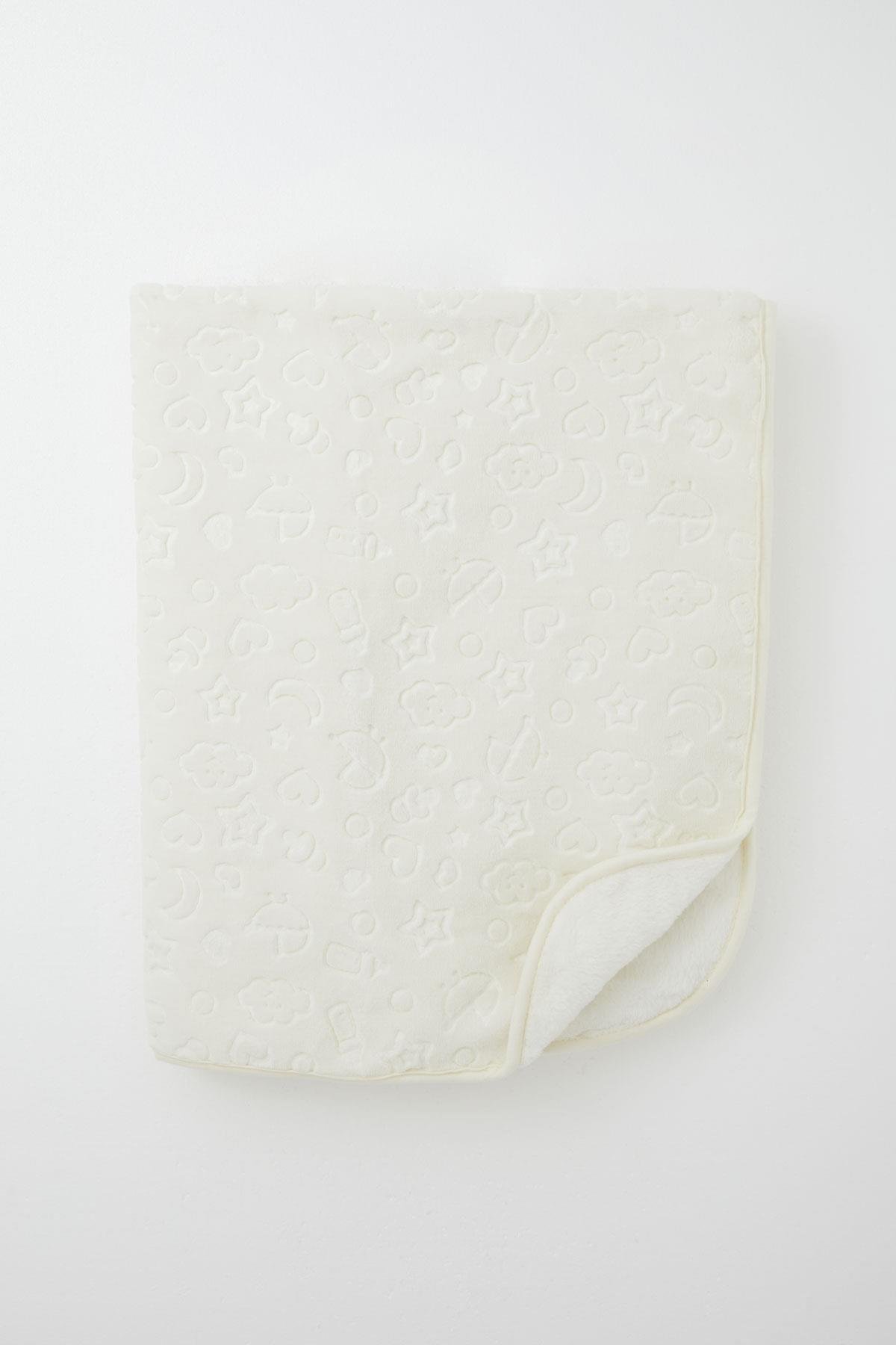 Golden  Golden Yenidoğan Bebek Battaniyesi Emboss Kabartma Desenli Ekru (Standart)