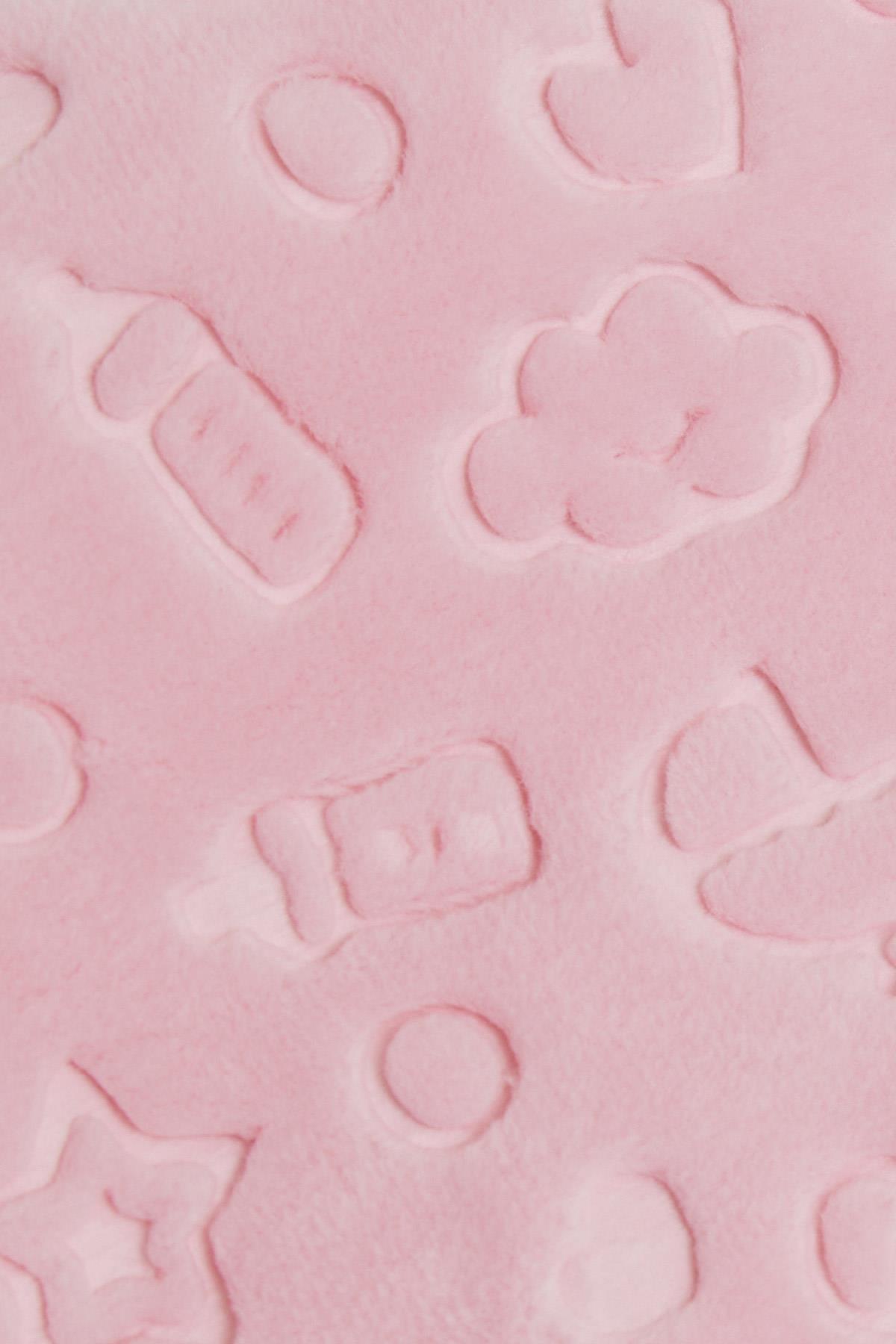 GOLDEN Golden Yenidoğan Bebek Battaniyesi Emboss Kabartma Desenli Pembe