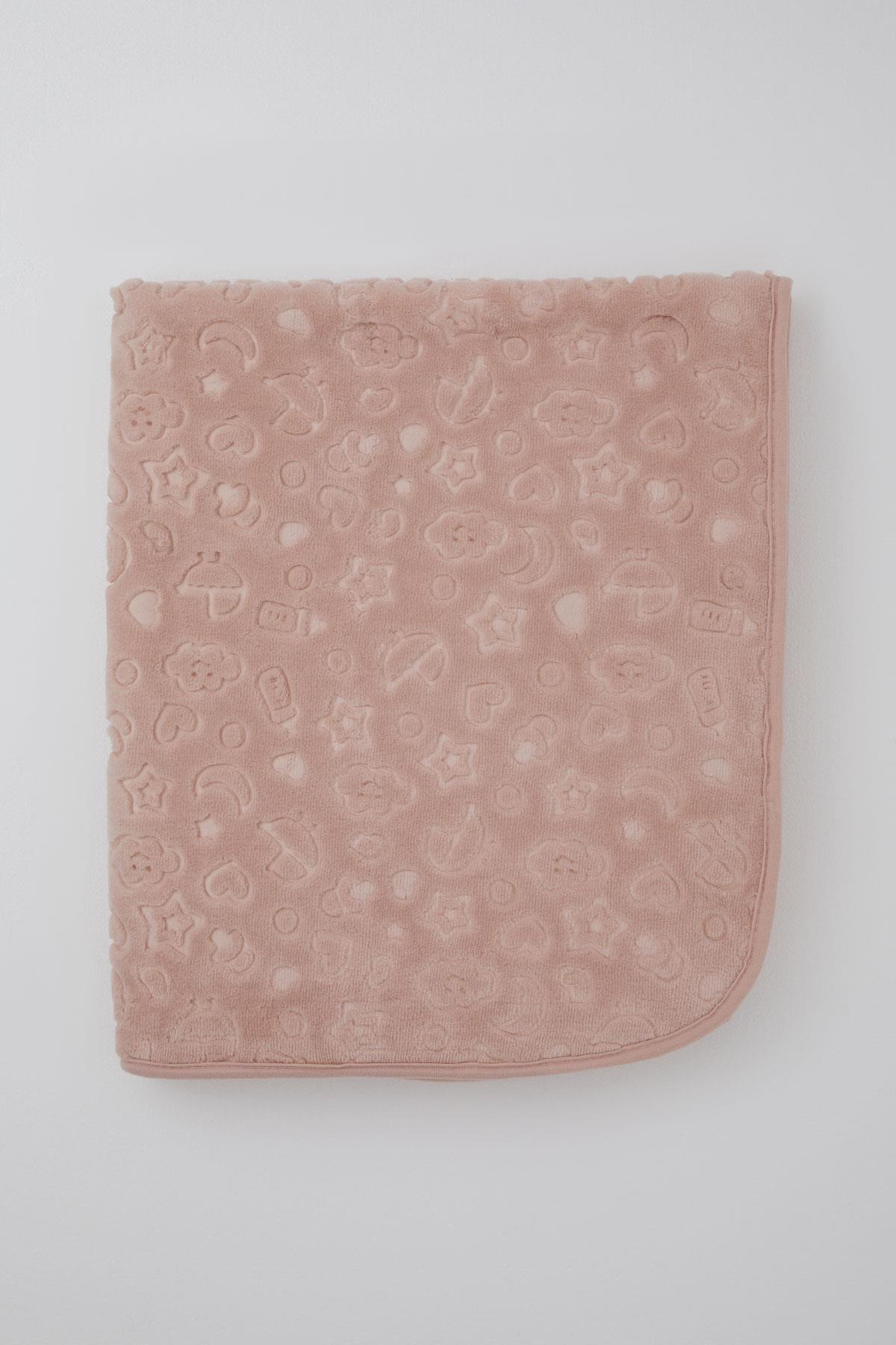 Golden  Golden Yenidoğan Bebek Battaniyesi Emboss Kabartma Desenli Gülkurusu (100 x 120 cm)