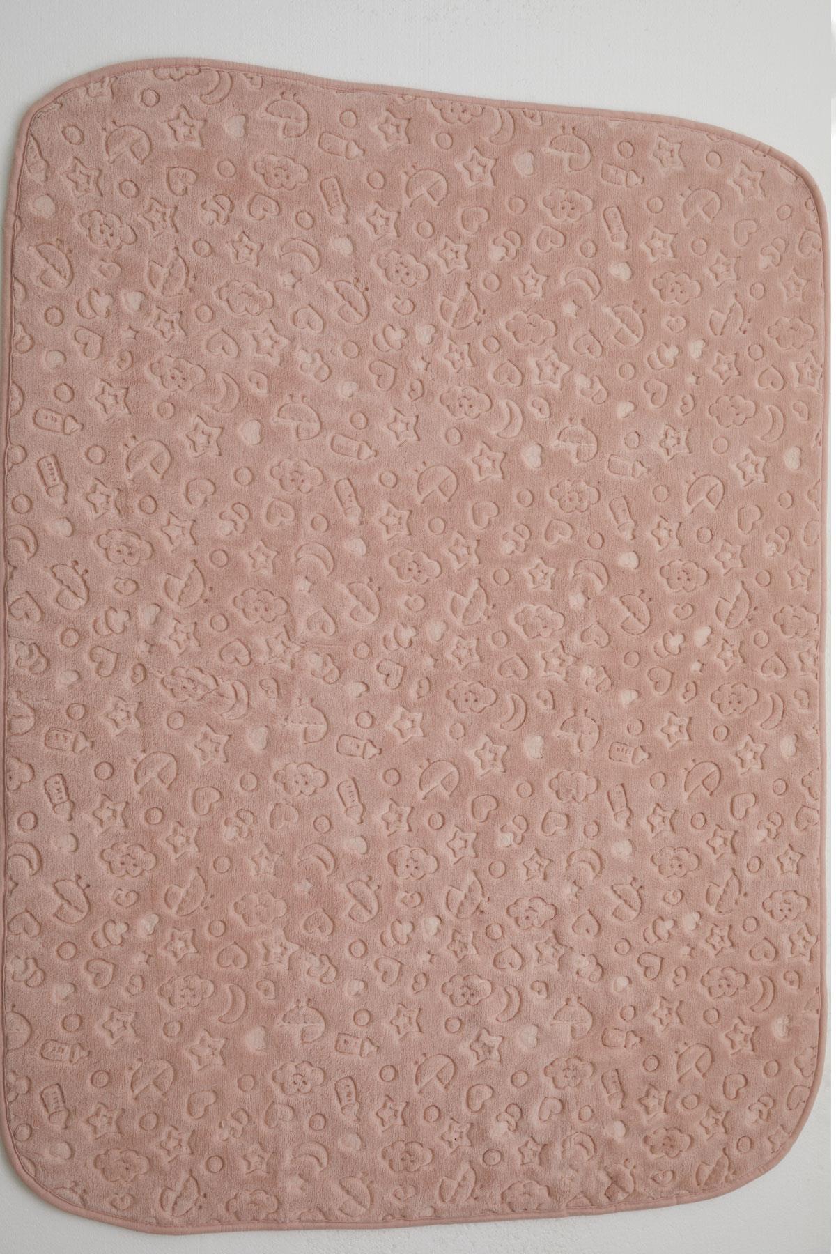 Golden  Golden Yenidoğan Bebek Battaniyesi Emboss Kabartma Desenli Gülkurusu (100 x 120 cm)