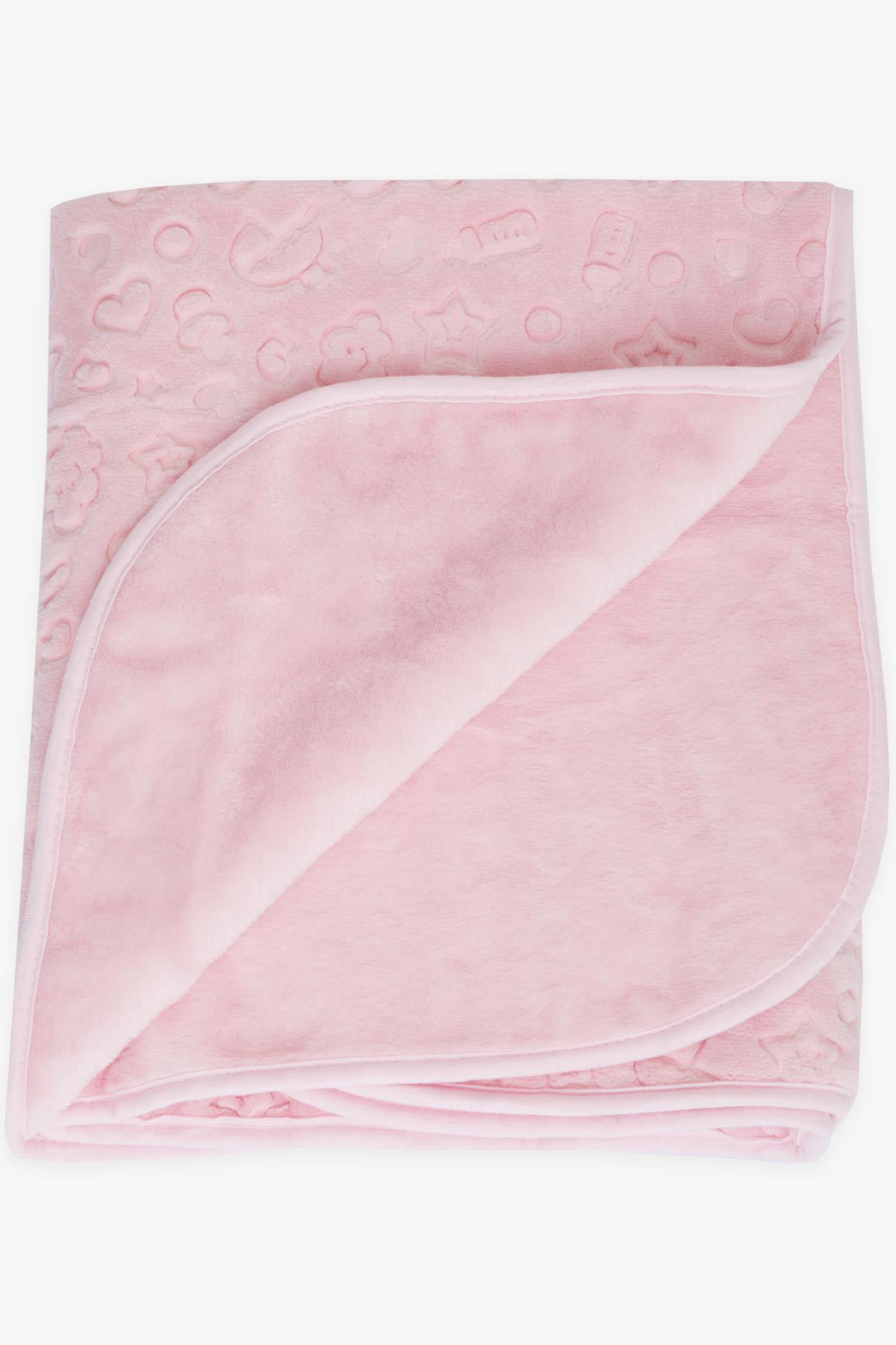 GOLDEN Golden Yenidoğan Bebek Battaniyesi Emboss Kabartma Desenli Pembe