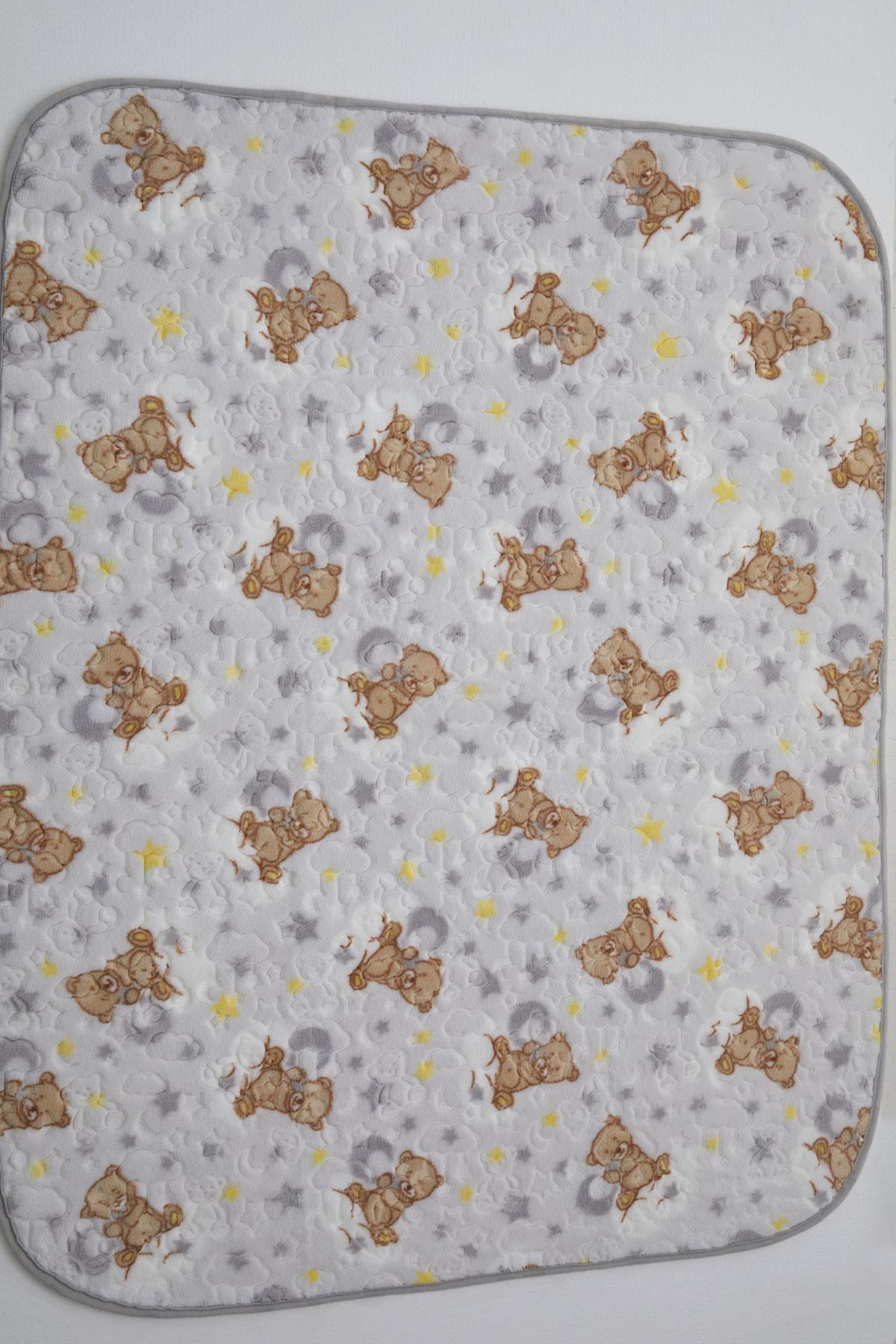 Golden Golden Yenidoğan Bebek Battaniyesi Emboss Kabartma Ayıcık Desenli Açık Gri (Standart)