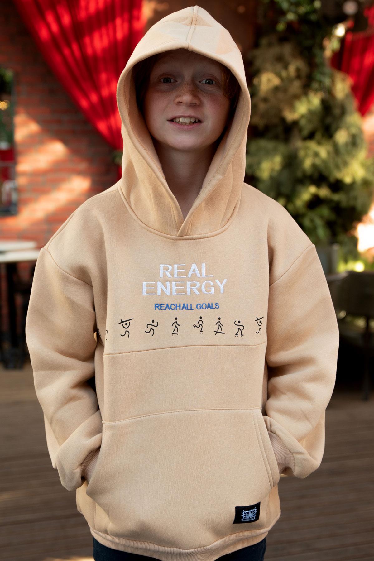 Jabber Erkek Çocuk Sweatshirt Enerji Modu Bej (5-14 Yaş)