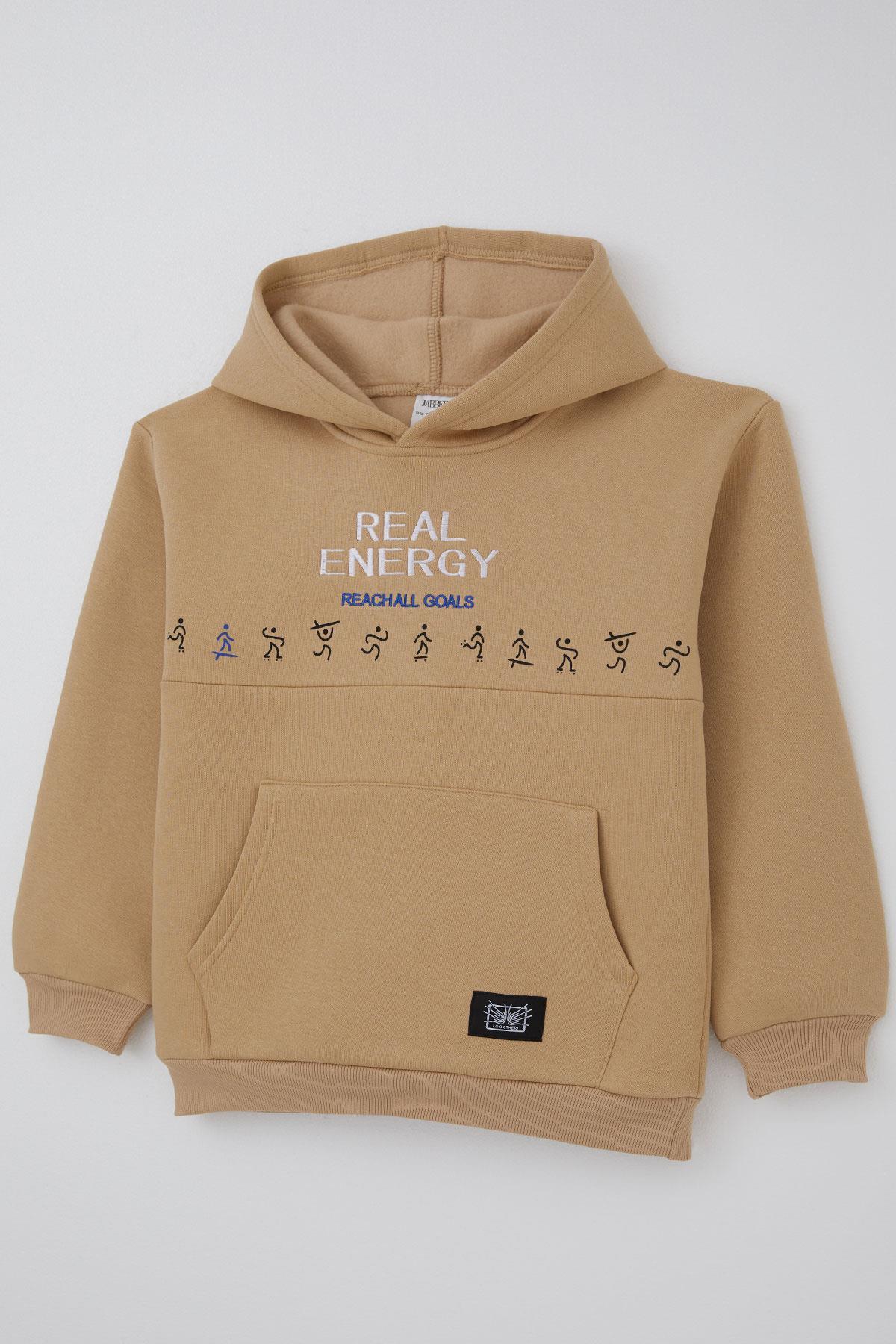 Jabber Erkek Çocuk Sweatshirt Enerji Modu Bej (5-14 Yaş)