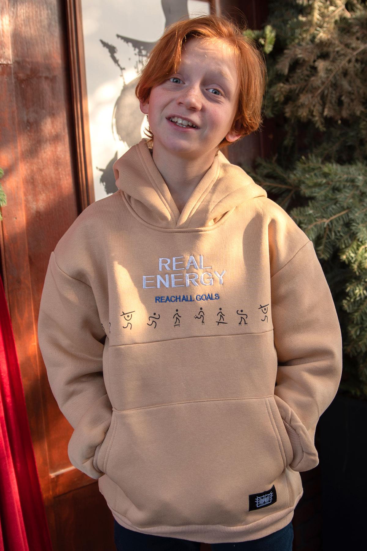 Jabber Erkek Çocuk Sweatshirt Enerji Modu Bej (5-14 Yaş)