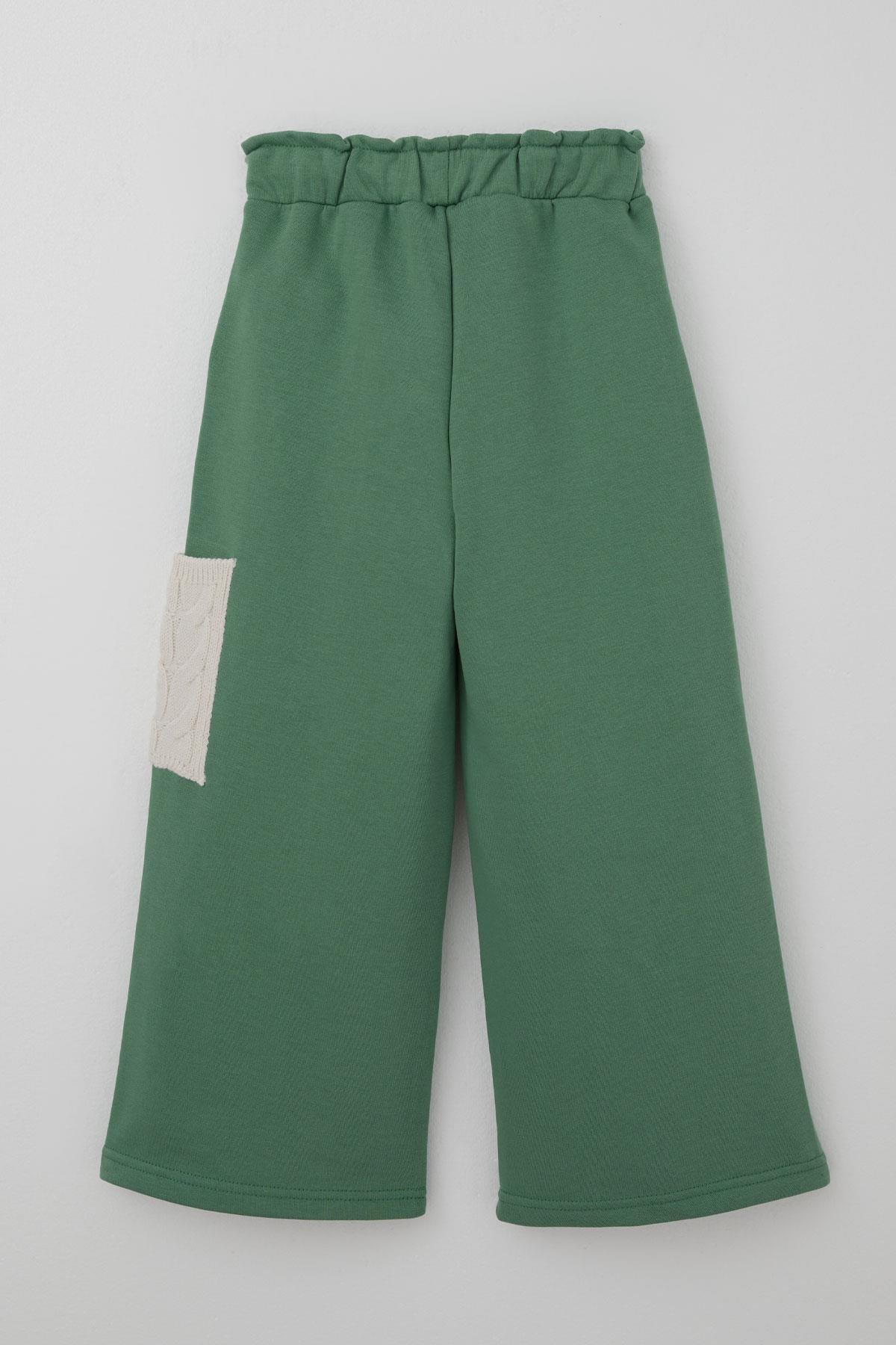 Jabber Kız Çocuk Eşofman Takımı Triko Detaylı Kapüşonlu Bağcıklı Mint Yeşili (4-12 Yaş)