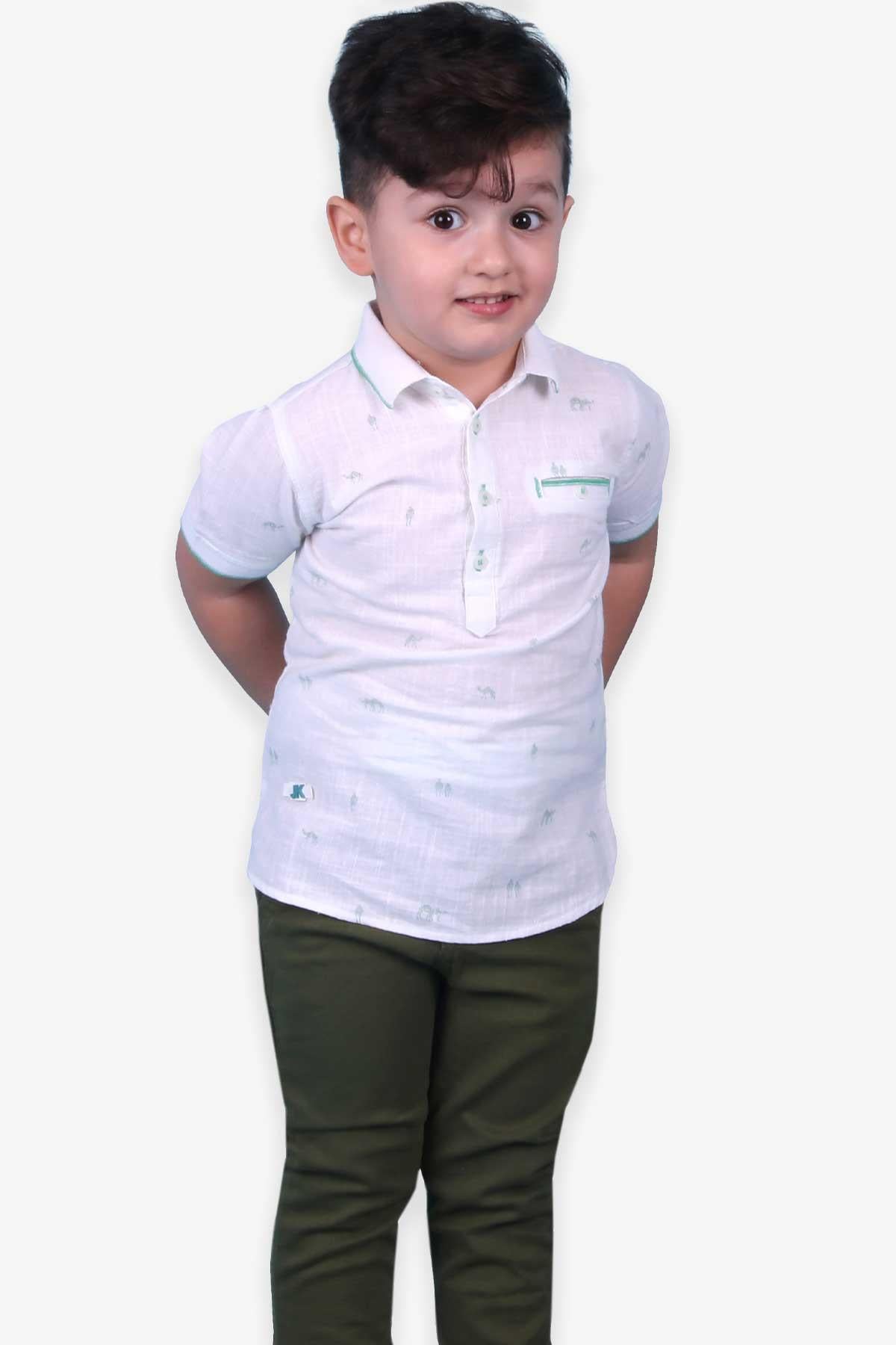 Jack Lions Erkek Bebek Gömlek Desenli Ekru (1-2 Yaş)