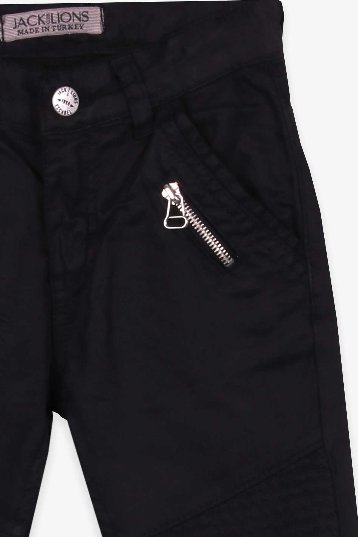 Jack Lions Erkek Çocuk Gabardin Pantolon Fermuar Aksesuarlı Siyah (5-16 Yaş)