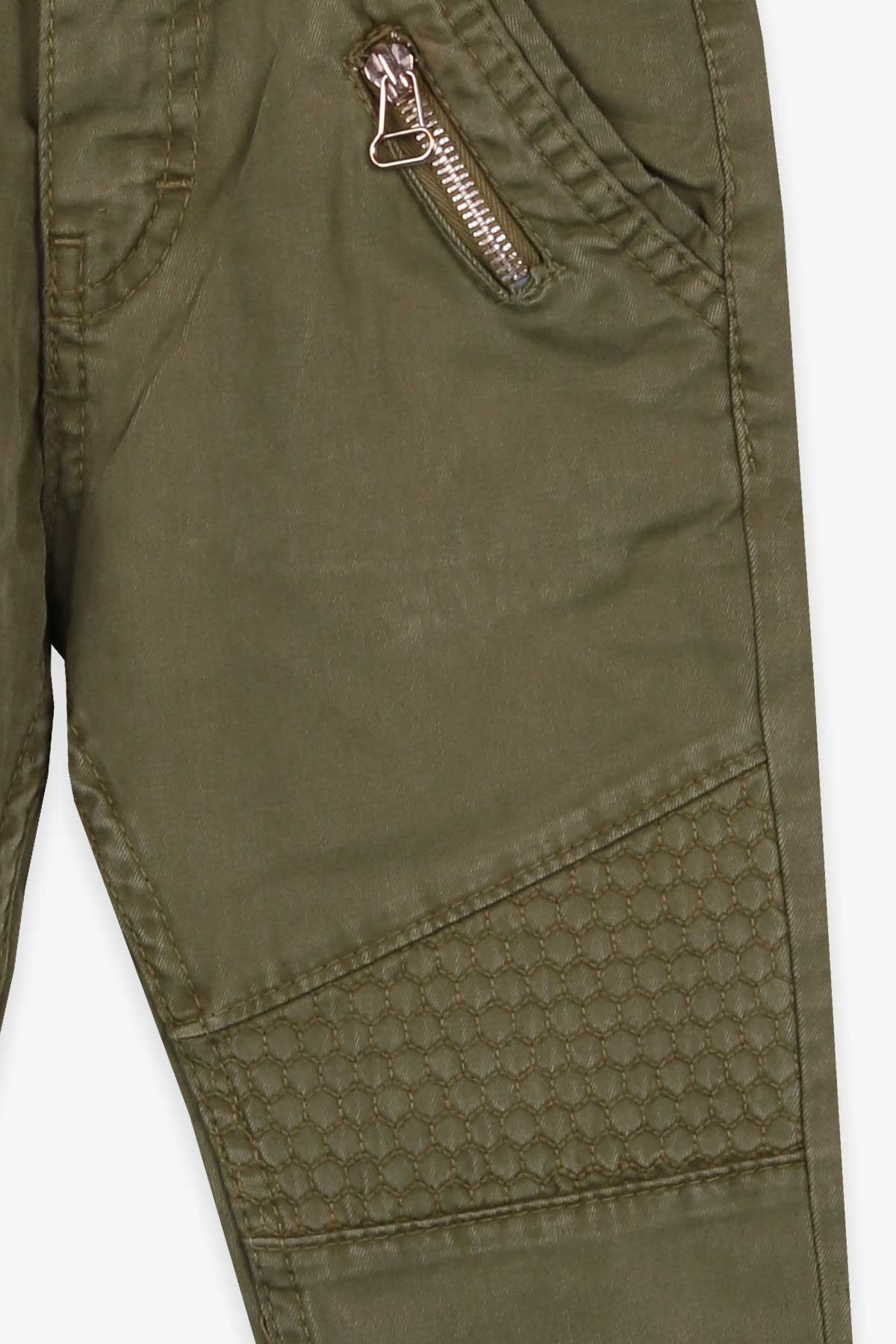 Jack Lions Erkek Çocuk Gabardin Pantolon Fermuar Aksesuarlı Haki Yeşil (5-16 Yaş)