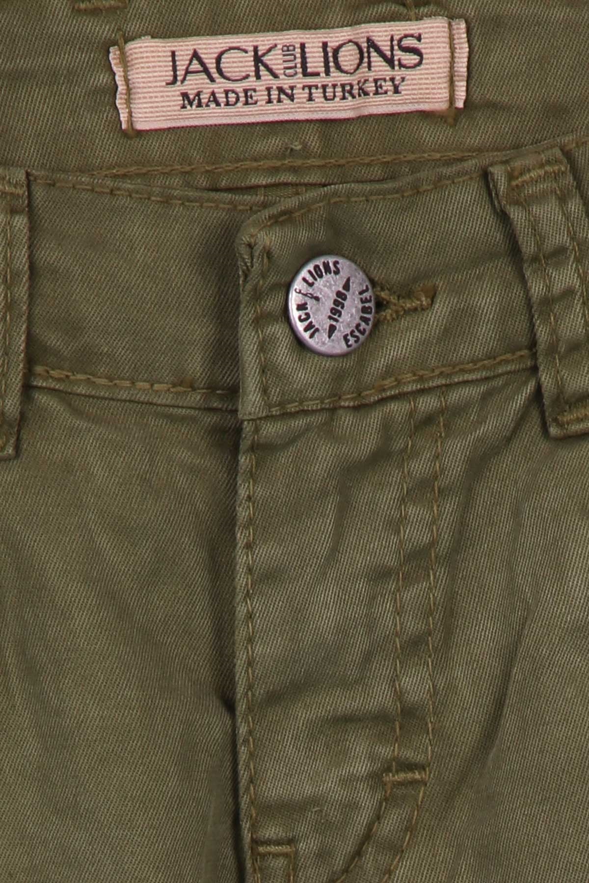 Jack Lions Erkek Çocuk Gabardin Pantolon Fermuar Aksesuarlı Haki Yeşil (5-16 Yaş)