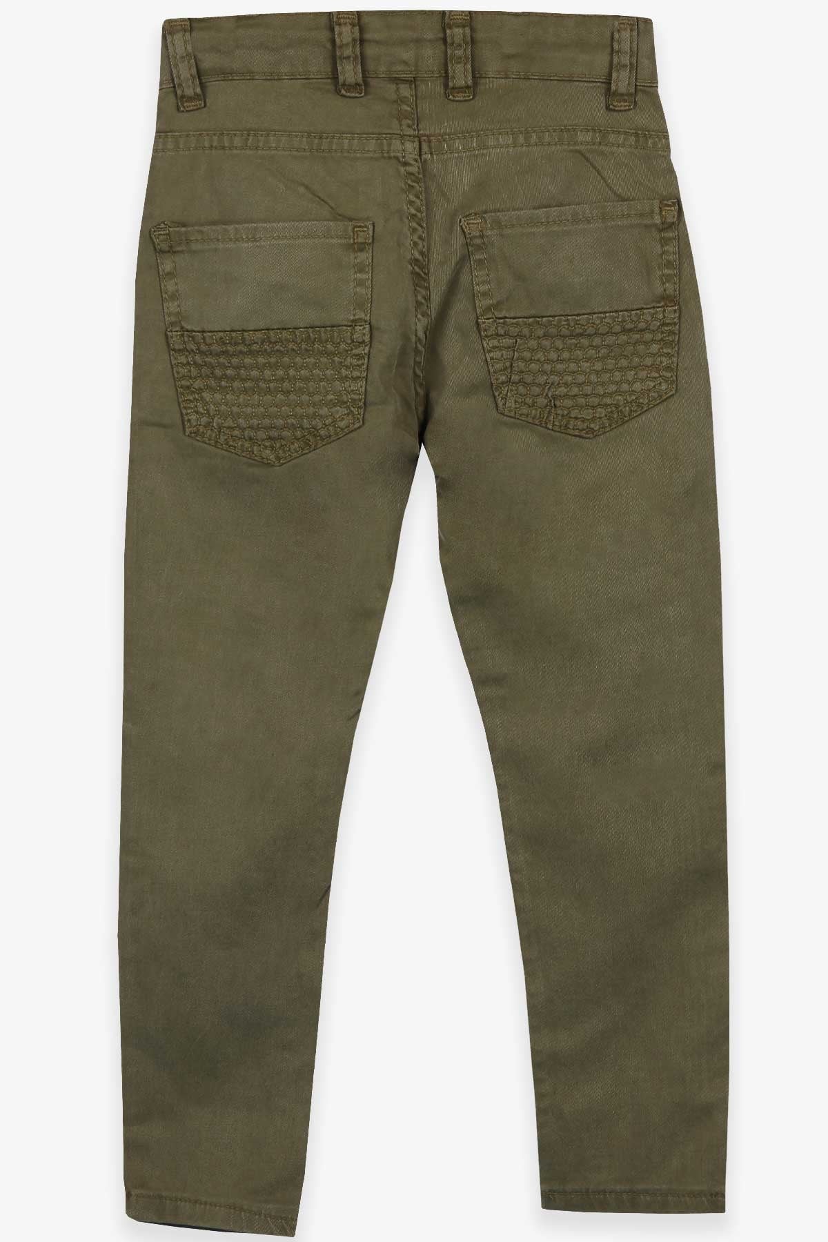 Jack Lions Erkek Çocuk Gabardin Pantolon Fermuar Aksesuarlı Haki Yeşil (5-16 Yaş)